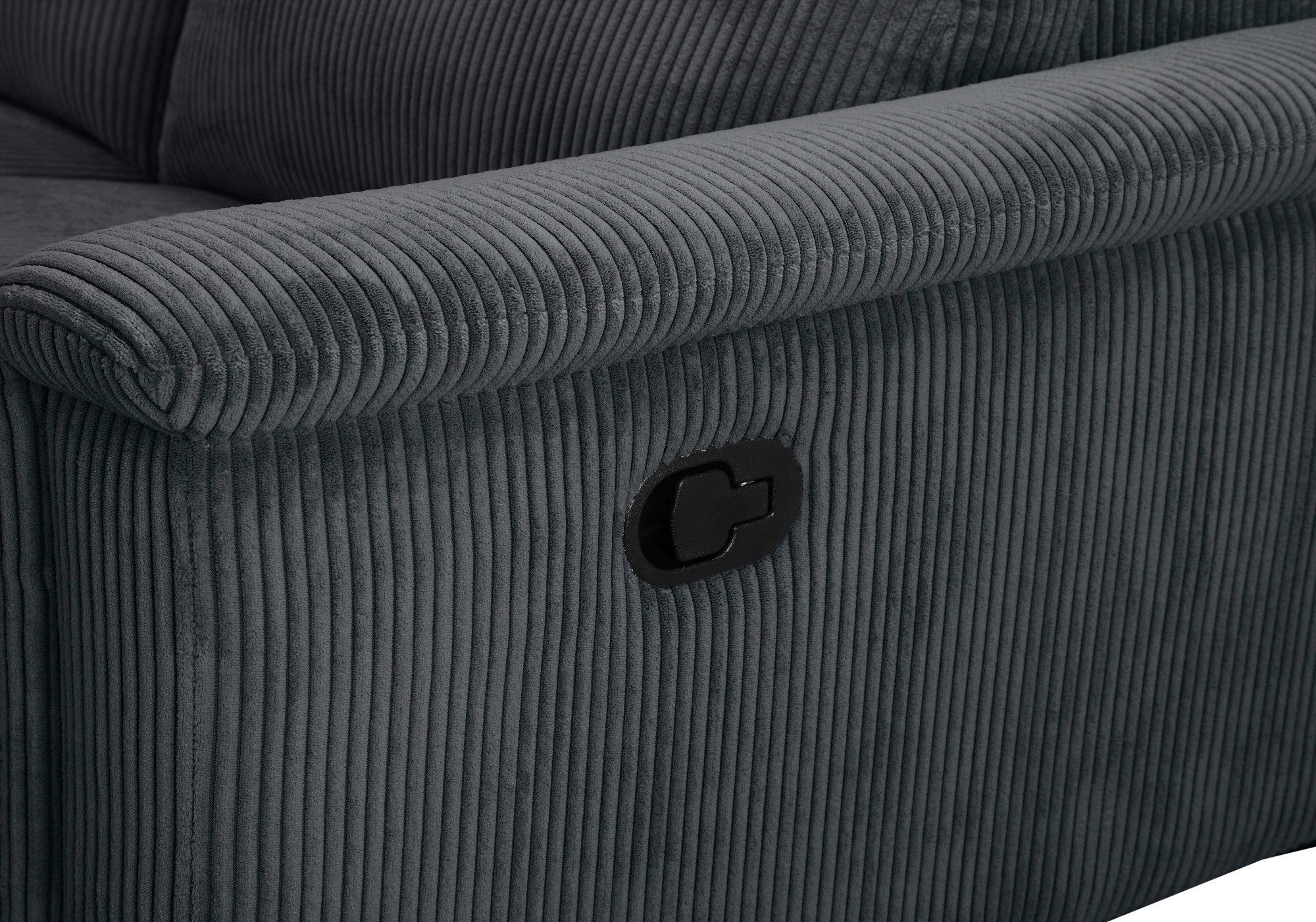 Places of Style Hoekbank Lund in cord, L-vorm, 261 cm, handmatige en elektrische relaxfunctie