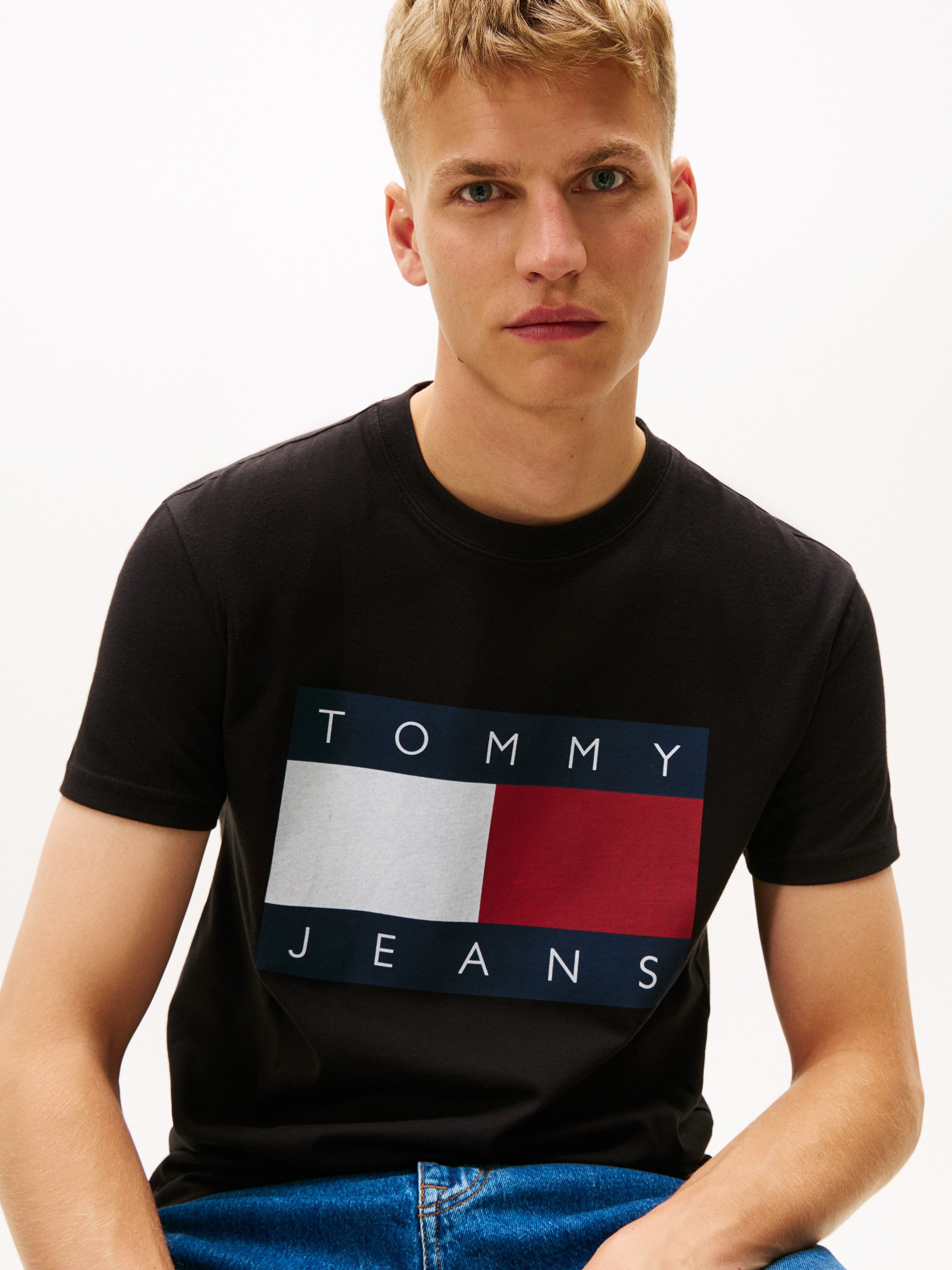 TOMMY JEANS T-shirt Ronde hals, Regular Fit, logo-print
