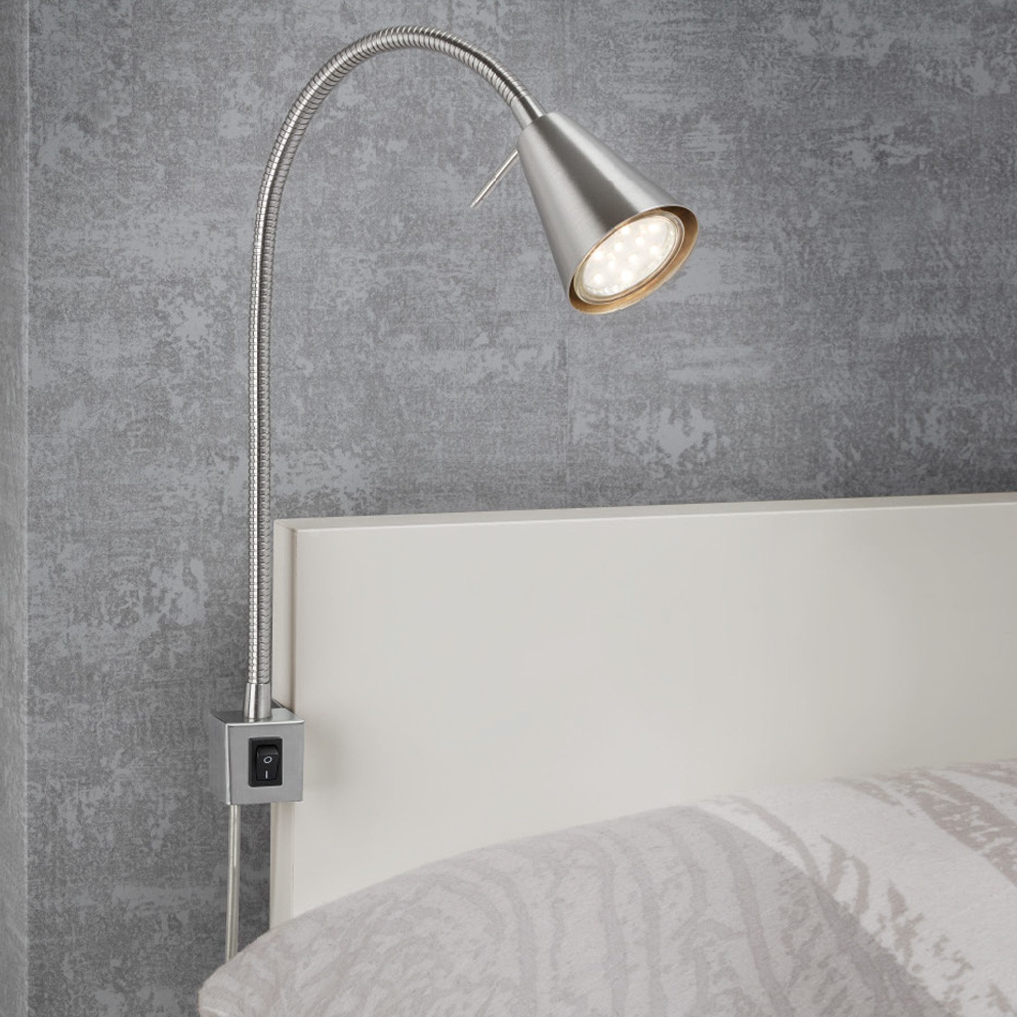 Briloner Leuchten Led-wandlamp 2-pack LED bedlamp slaapkamer woonkamer mat-nikkel