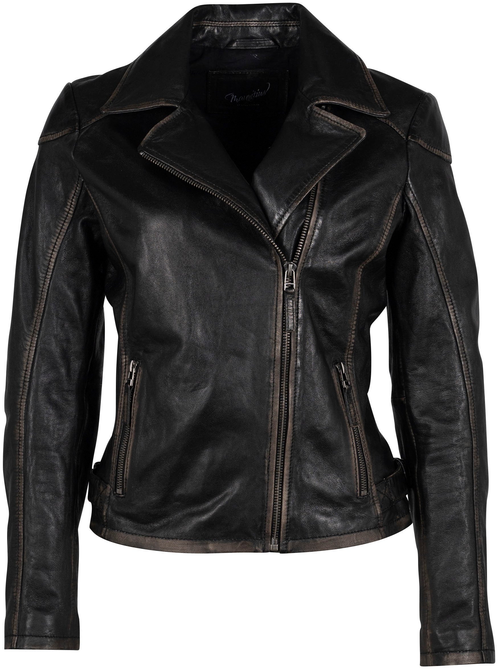 OTTO Mauritius Leren jack MWPeggie in vintage-look asymmetrische rits reverskraag