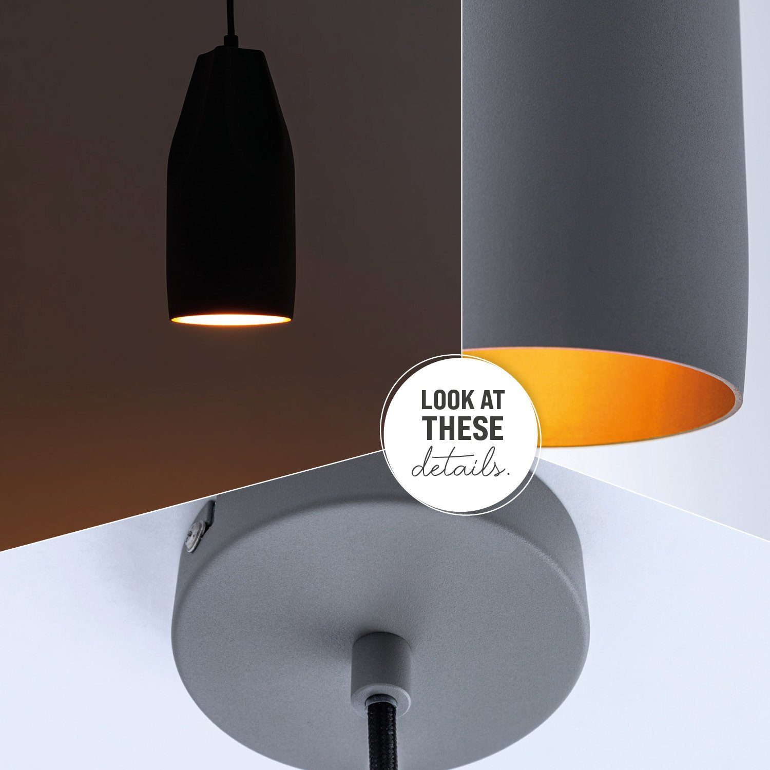 Paco Home Hanglamp HURLEY I Hanglamp eetkamer keukenlamp hangend Eettafellamp binnenin in goudkleur