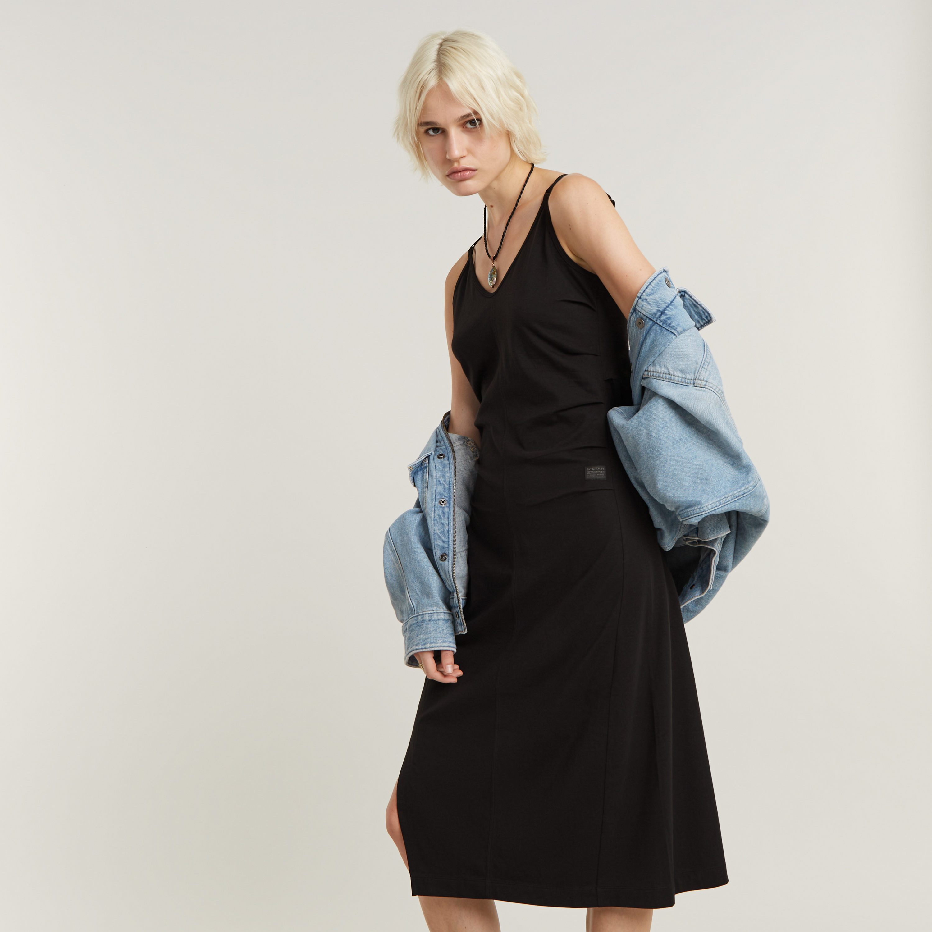 G-Star RAW Jerseyjurk Spaghetti strap slit dress wmn