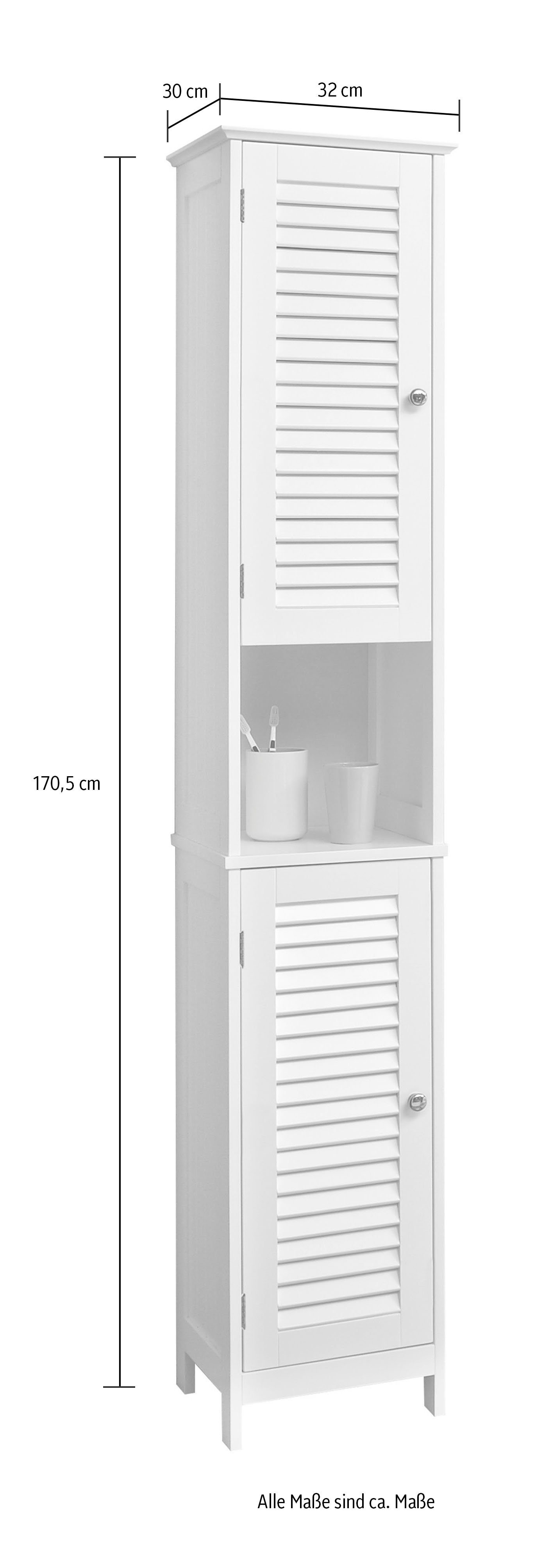 Saphir Badkamerserie Quickset 928 5-delig, wastafelonderkast met spiegel Hoge kast, onderkast, hangend kastje, 6 deuren, glanzend wit (5-delig)