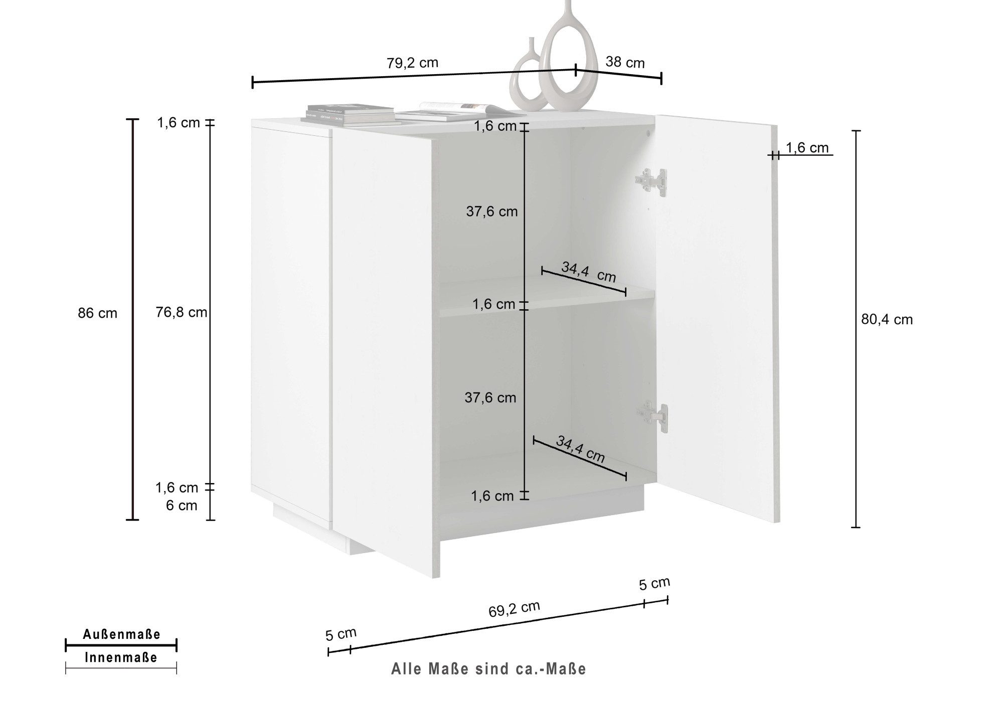 INOSIGN Archiefkast Coro, Multifunctionele kast, Bureaukast met 2 deuren & verstelbare legplanken, hoogte 86 of 166 cm, made in italy