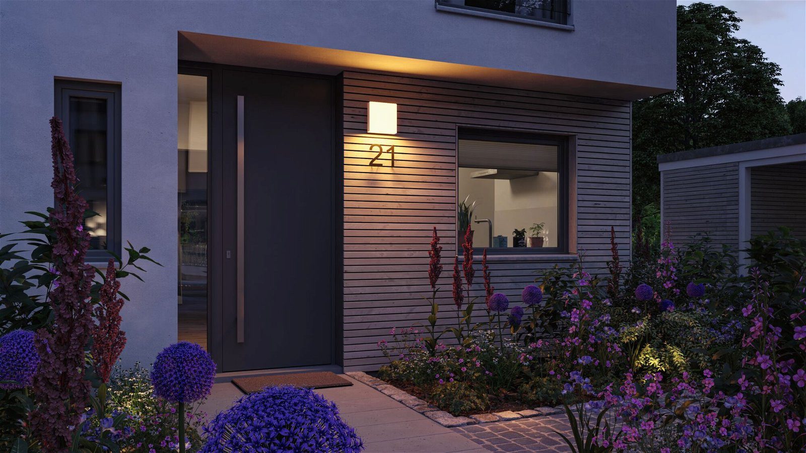 Paulmann Led-wandlamp voor buiten Azalena IP44 250x97mm 8,5W 700lm 230V kunststof, aluminium Smart Home Zigbee 3.0 bewegingssensor met hoogfrequentiesensor (1 stuk)