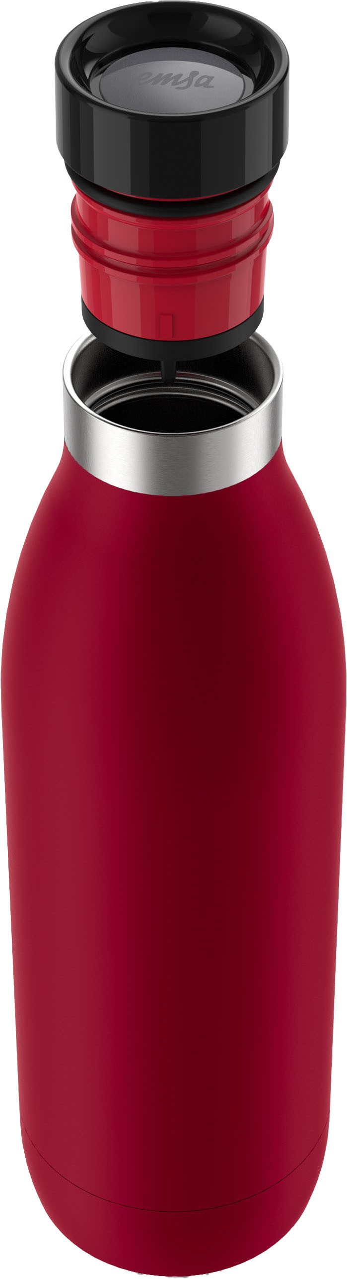 Emsa Thermosfles Drinkfles Bludrop Roestvrij staal, Quick-Press deksel, 360° drinkplezier, 12 uur warm/24 uur koel (1-delig)