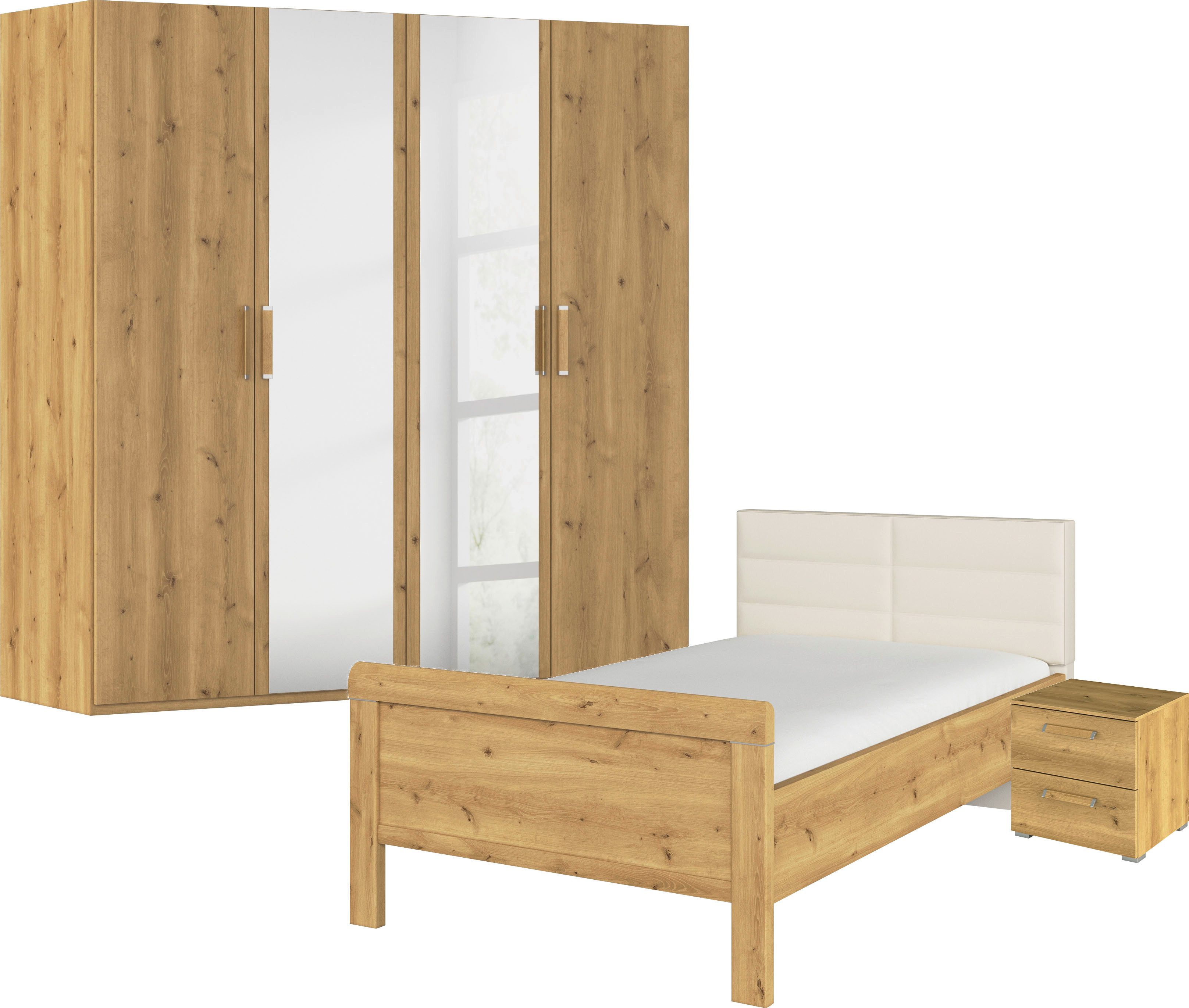 rauch Slaapkamerserie Compleet slaapkamer EVELYN Kast en bed in 2 breedtes, nachtkastje met 2 lades MADE IN GERMANY (set, 3-delig)