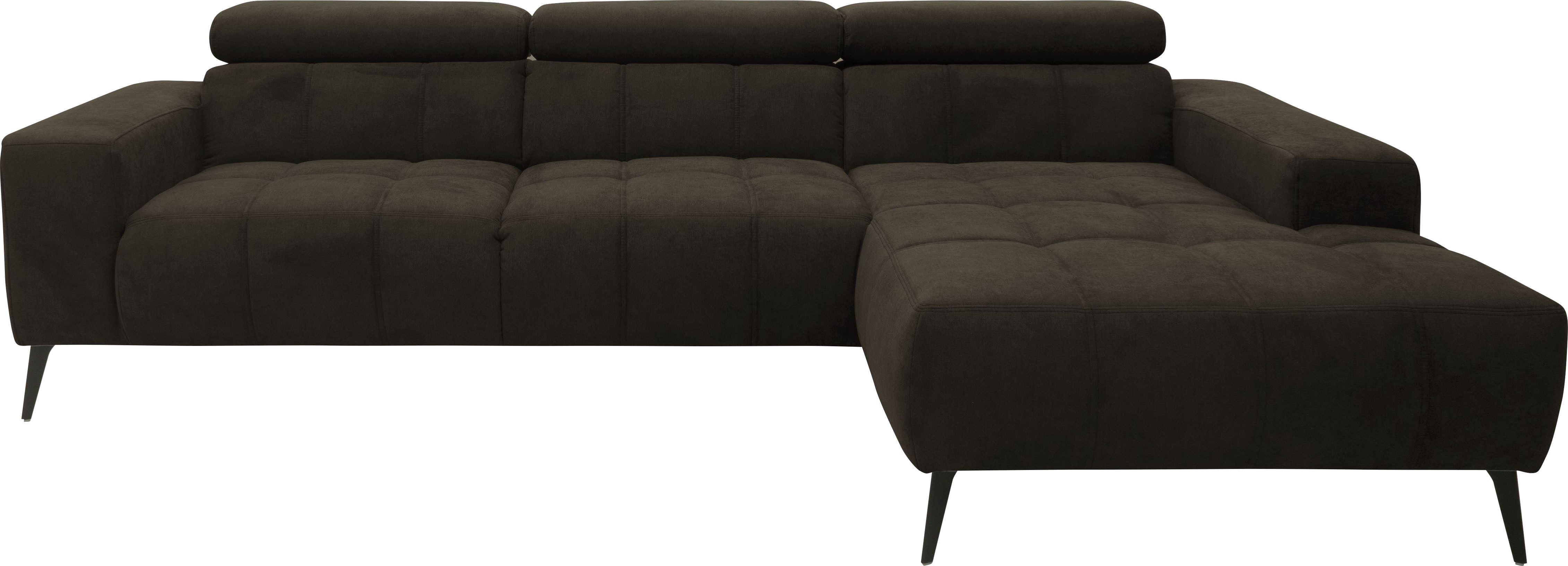 DOMO collection Hoekbank Trento L-vorm, met sledevoet of enkele voet naar keuze met verstelbare hoofdsteun, récamier links/rechts bestelbaar