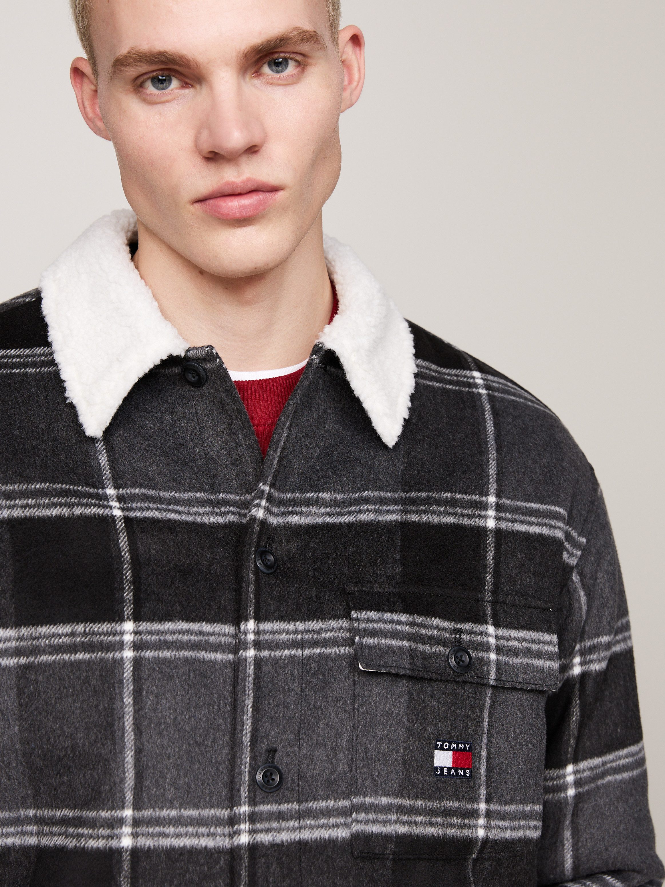TOMMY JEANS Overhemdjasje TJM CHECK SHERPA OVERSHIRT EXT