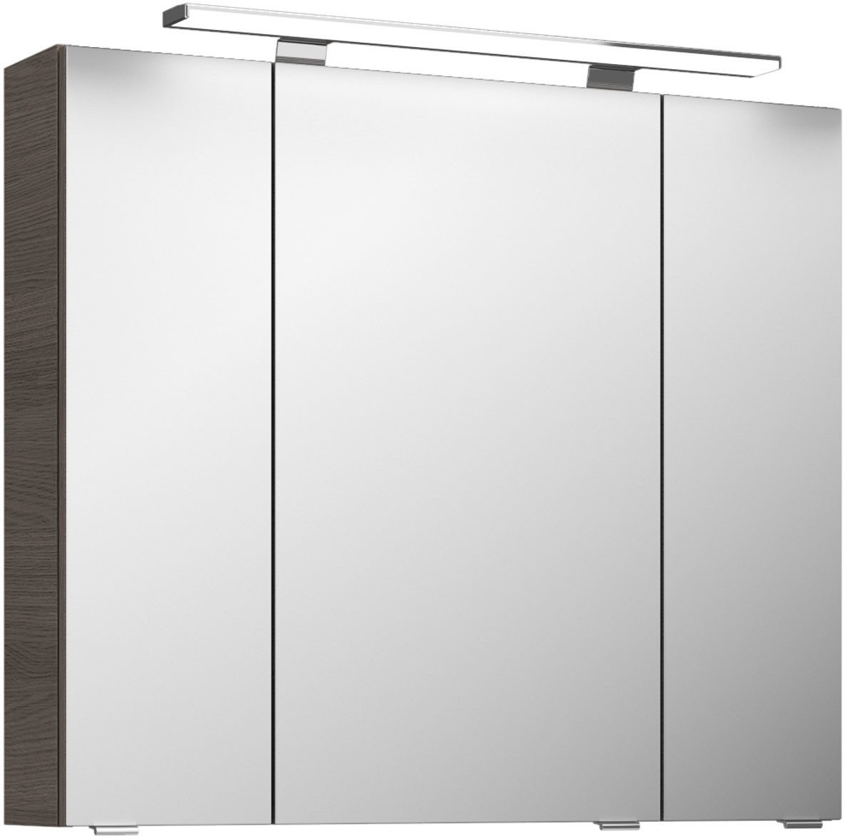 Saphir Badkamerspiegelkast Serie 4010 badkamer spiegelkast incl. LED-opbouwlamp Badkast 80 cm breed, 3 deuren, 6 glazen legplanken, incl. deurdemper