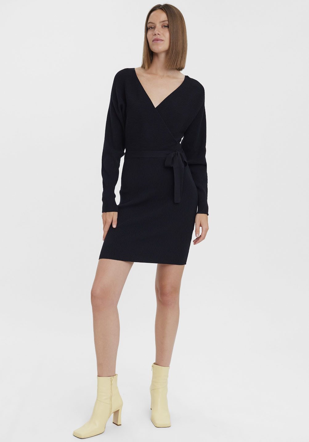 Vero Moda Gebreide jurk VMHOLLYREM LS V-NECK DRESS GA NOOS