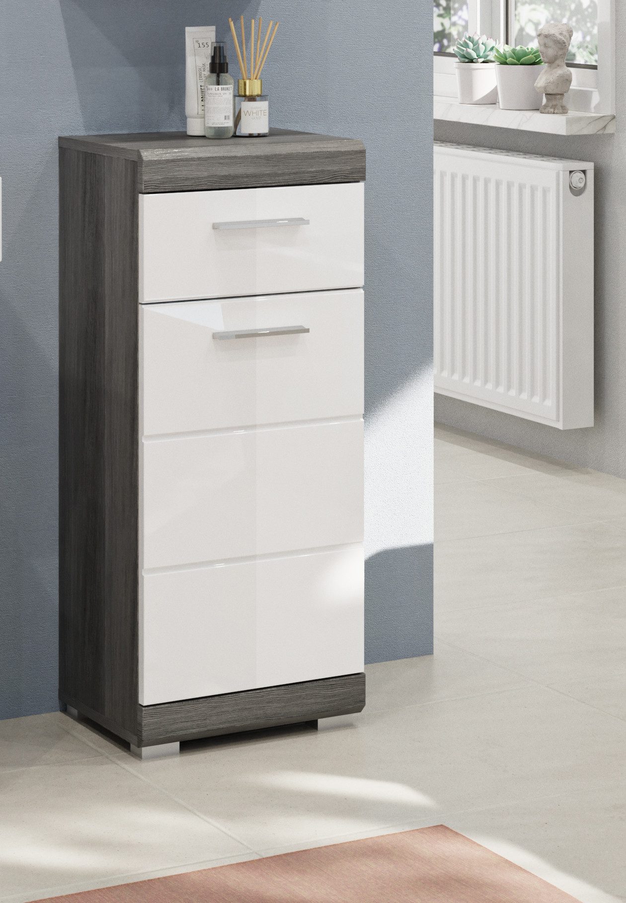 INOSIGN Onderkast Siena, breedte 37 cm, 1 deur, 1 lade, 2 vakken, MDF-front in verschillende kleuren verkrijgbaar, badkamermeubels, badkamerkast, commode, badkamer (1 stuk)