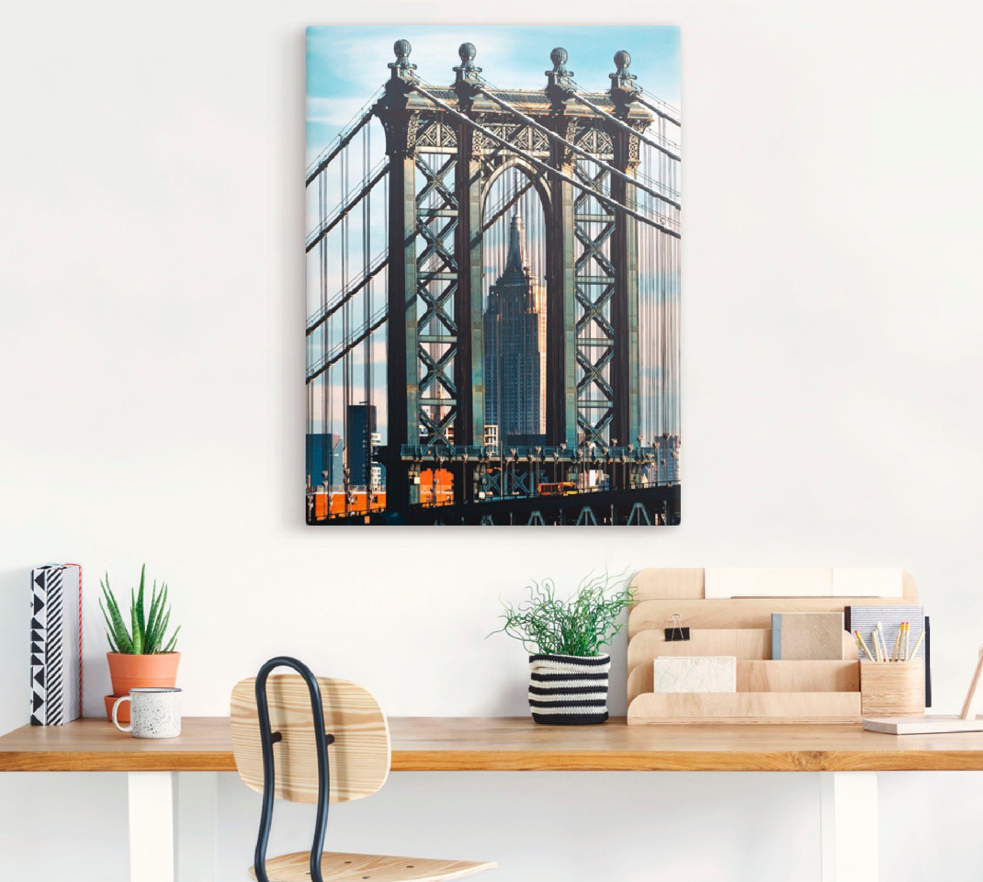 Artland Artprint New York Manhattan Bridge als artprint op linnen, muursticker in verschillende maten