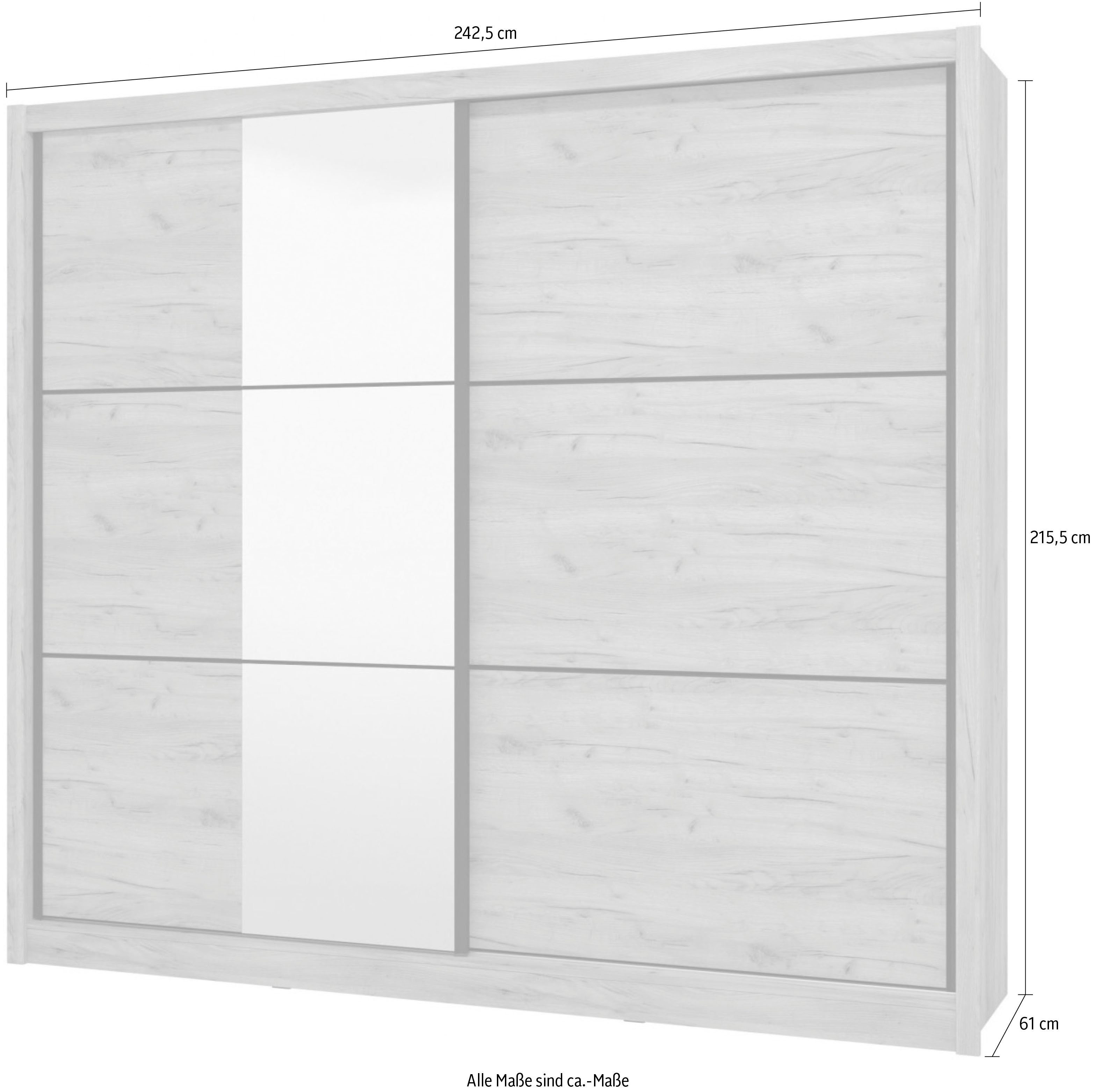 INOSIGN Schuifdeurkast Navara kledingkast met spiegel linnenkast garderobe Kledingkast met spiegel, FSC®-gecertificeerd, 242,5x215,5x61cm