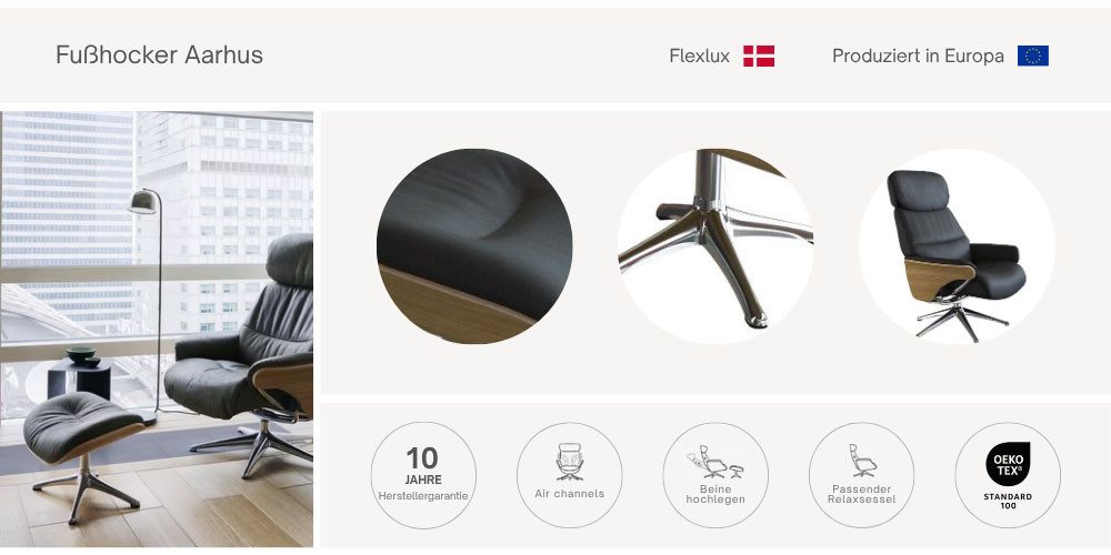FLEXLUX Voetenbankje Aarhus, voor ontspanning, ergonomisch comfort, klassieke stijl