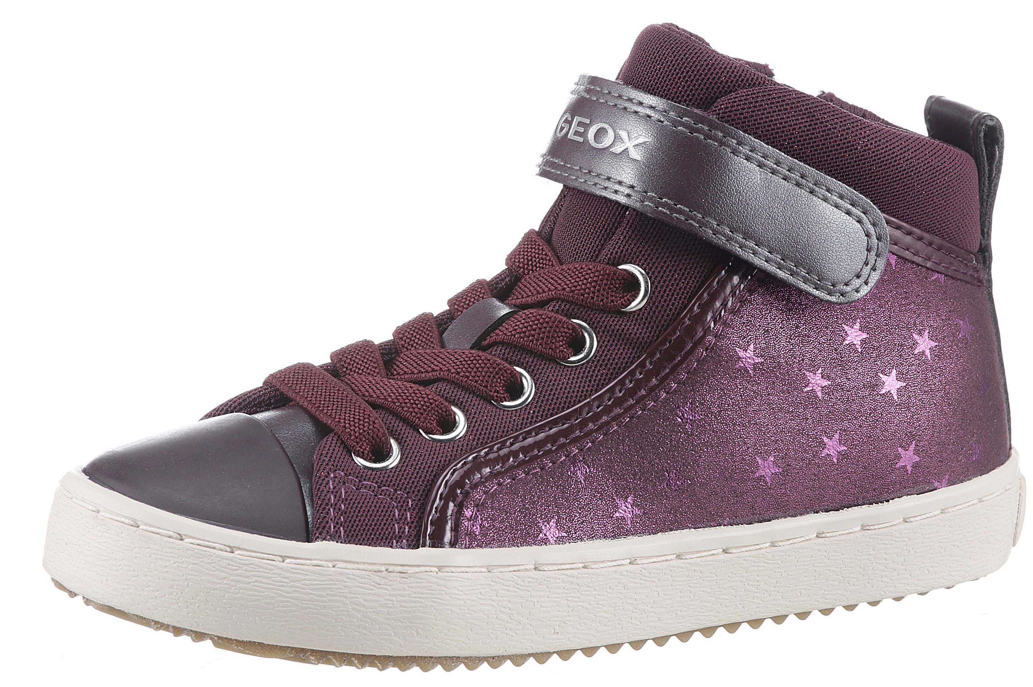 Geox Sneakers J KALISPERA GIRL I High top sneaker, veterschoenen, vrijetijdsschoen met elastische band meisjes sneakers maat 30 EU paars