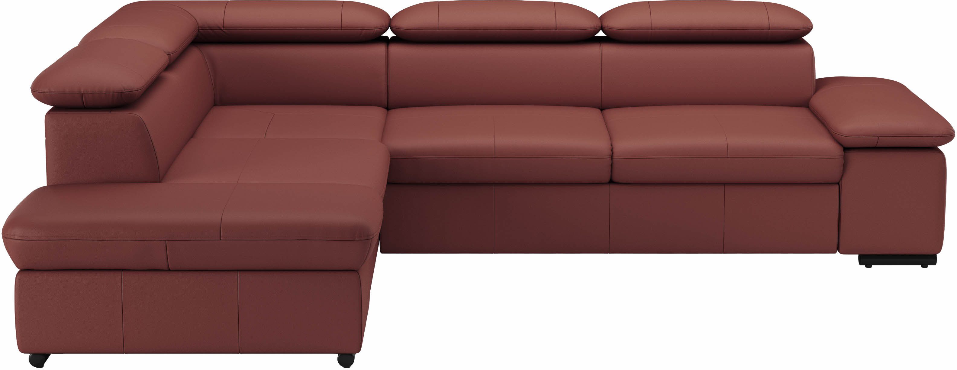 sit&more Hoekbank Alcudia L-vorm met armverstelling, optionele hoofdeindverstelling en bedfunctie rood, hoekbanken, 272 cm