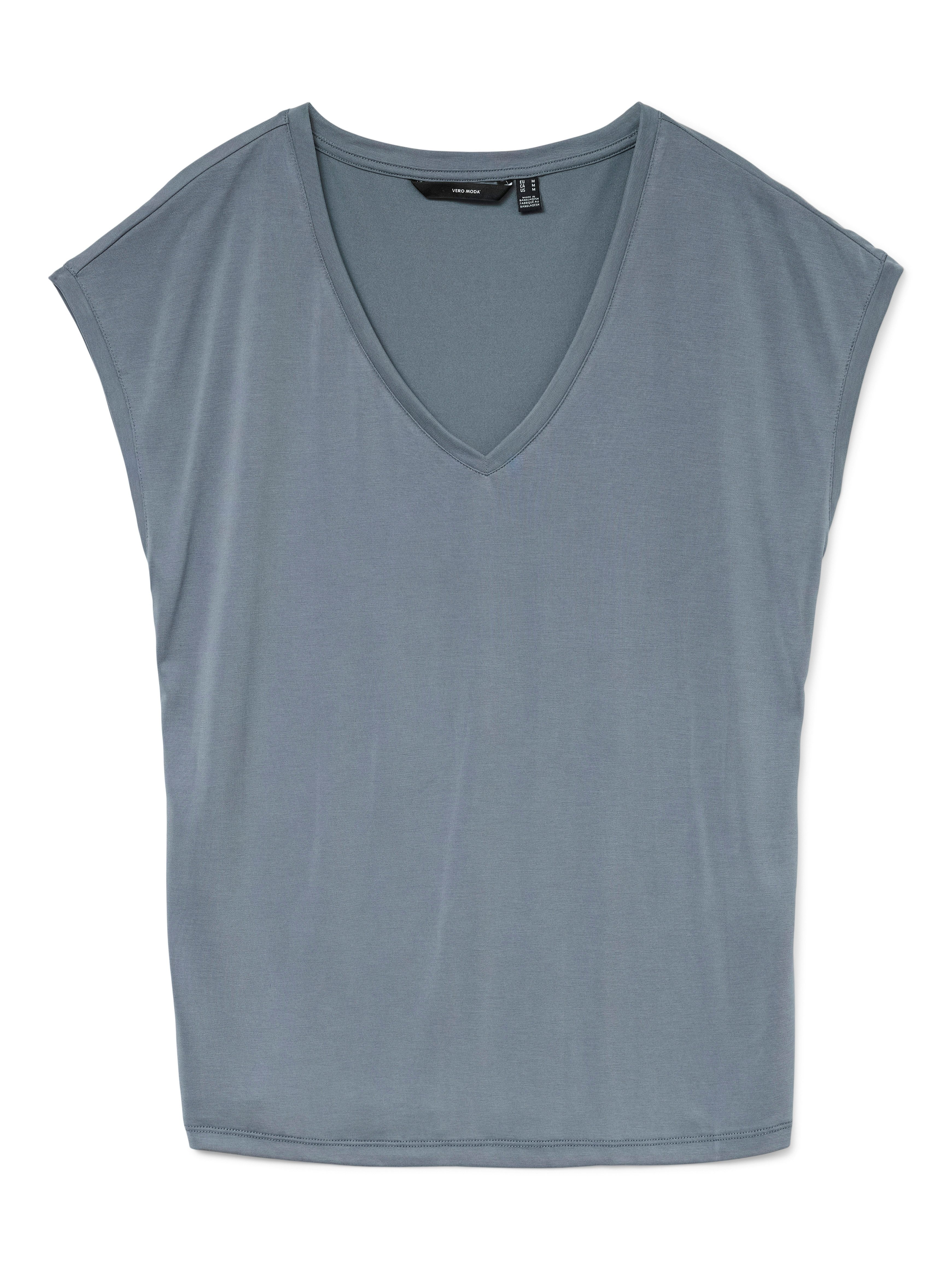 Vero Moda Shirt met V-hals VMFILLI SS V-NECK TEE GA NOOS in een materialenmix met tencel™ modal