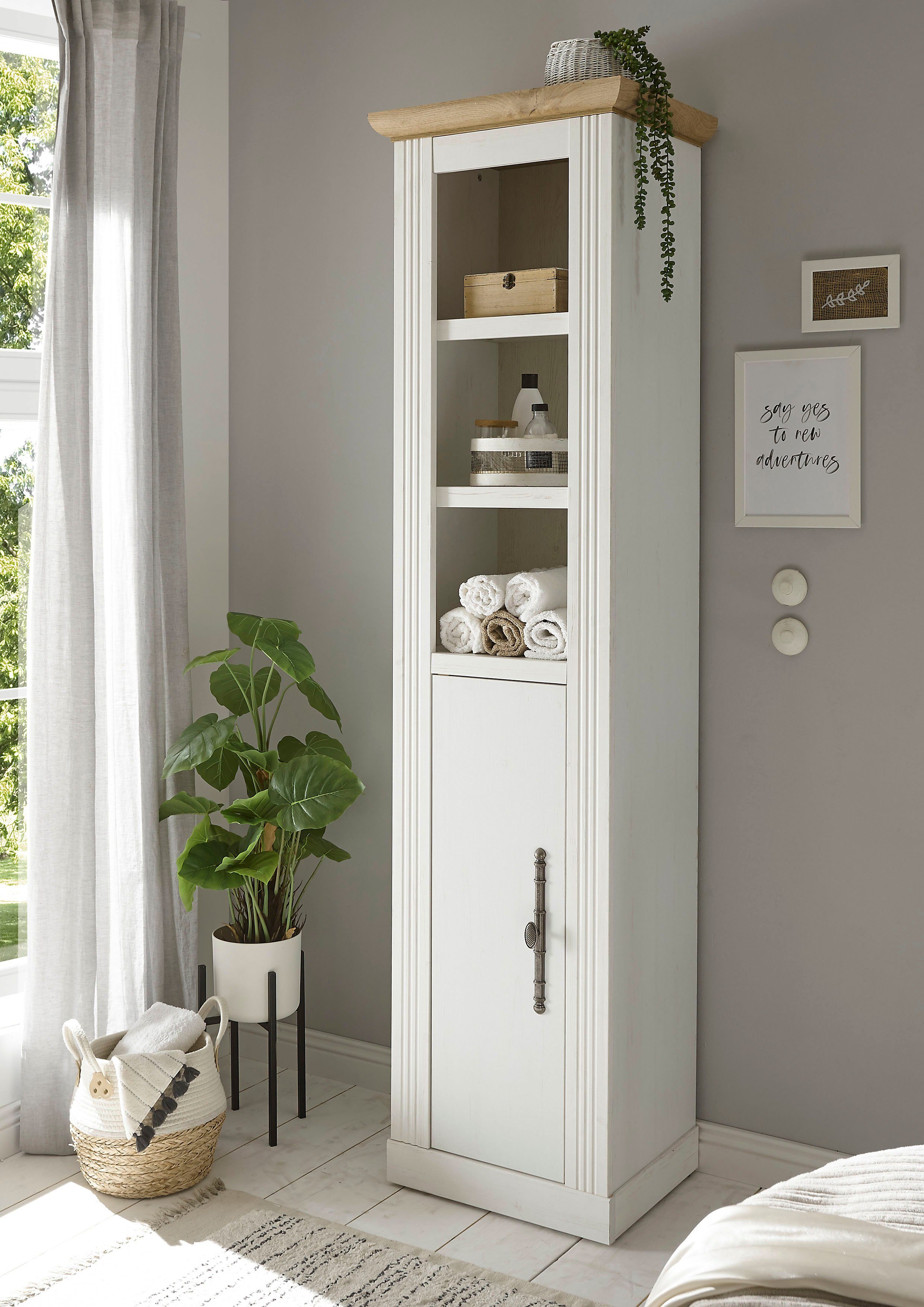 Home affaire Bergkast WESTMINSTER, badkamerkast in landhuisstijl, kast met metalen handgrepen