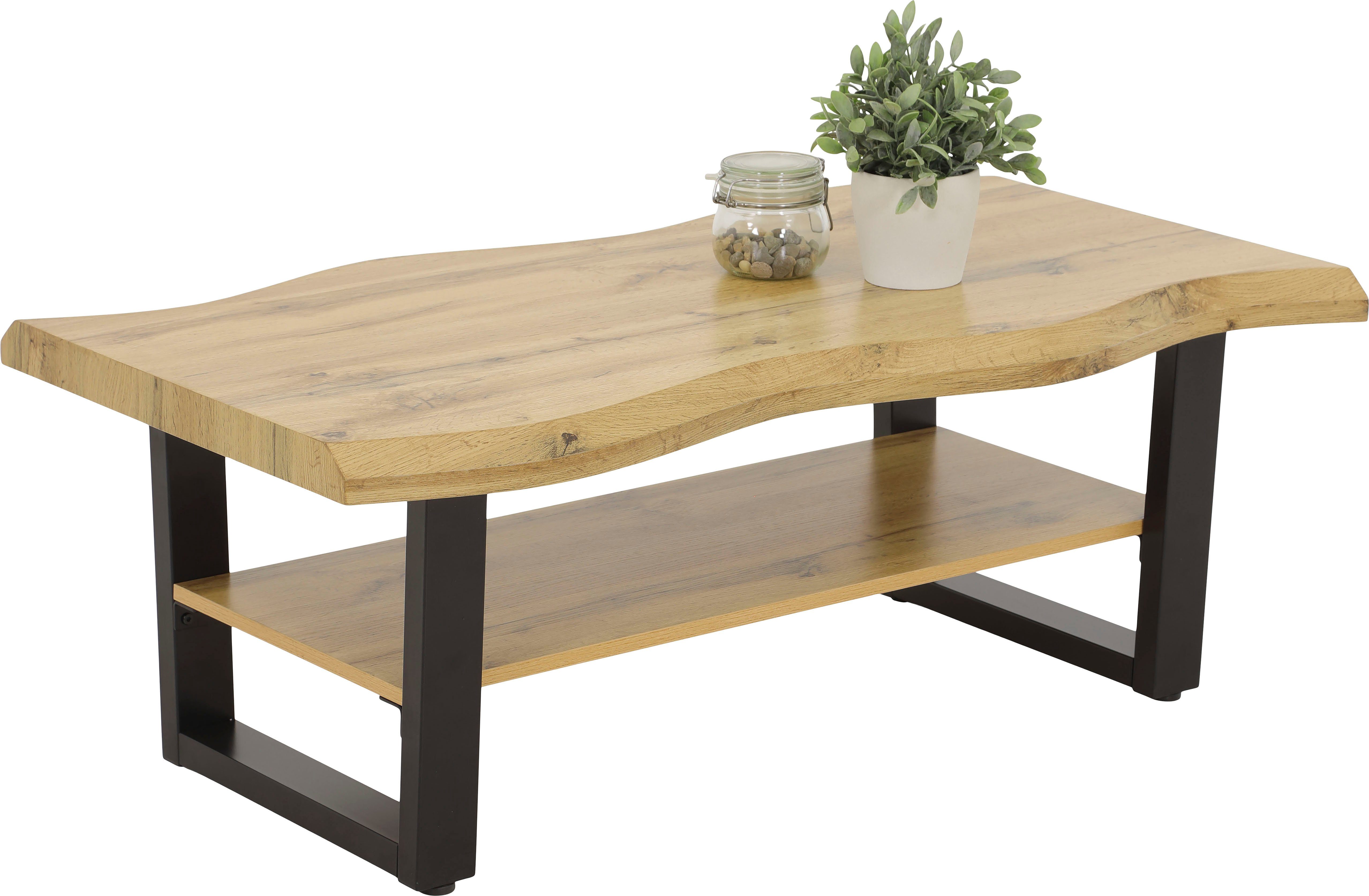 HELA Salontafel GABRIEL Legplank, boomrand-look, U-frame (1 stuk)