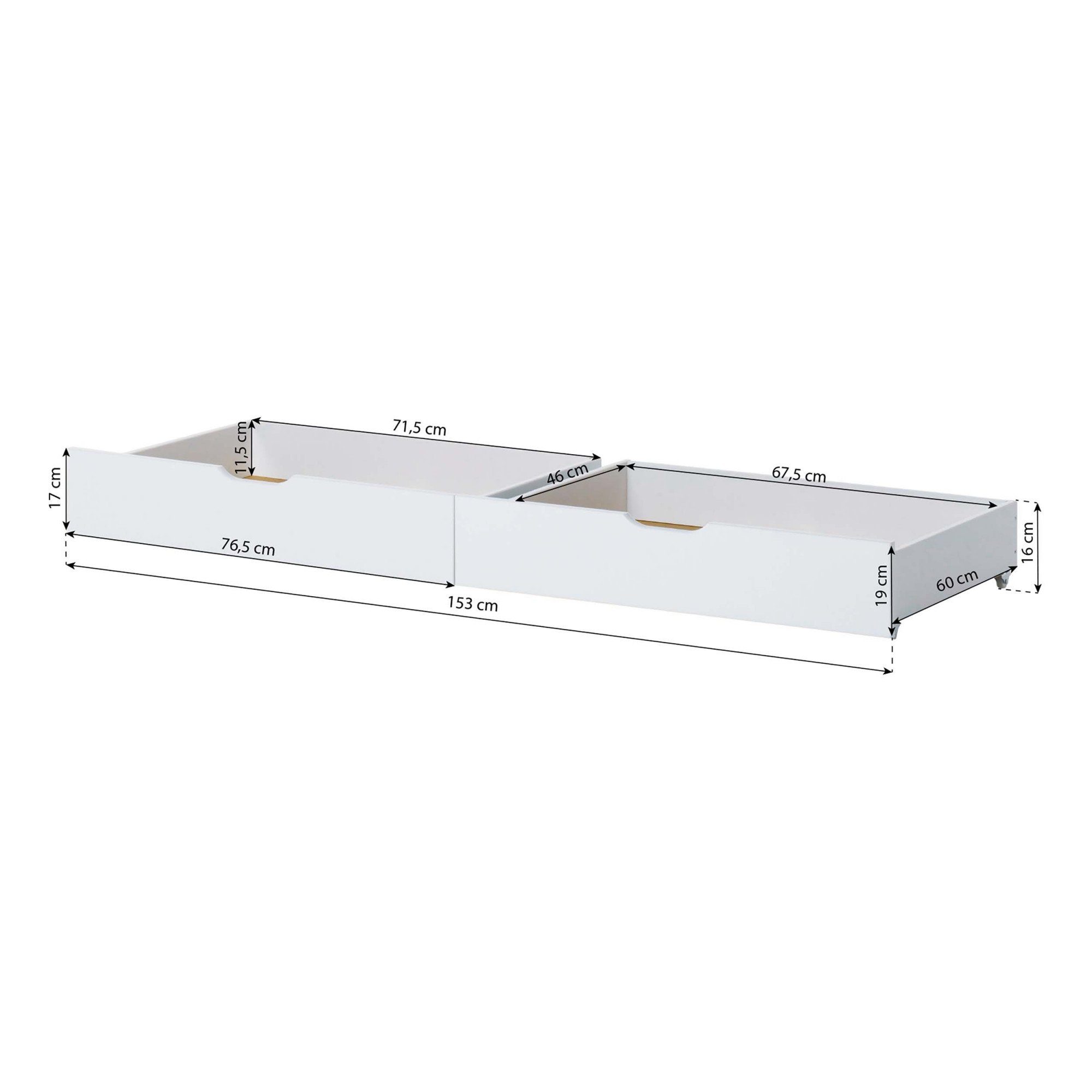 Lüttenhütt Kinderbed ECO One Kinderbed met valbeveiliging, met 2 laden