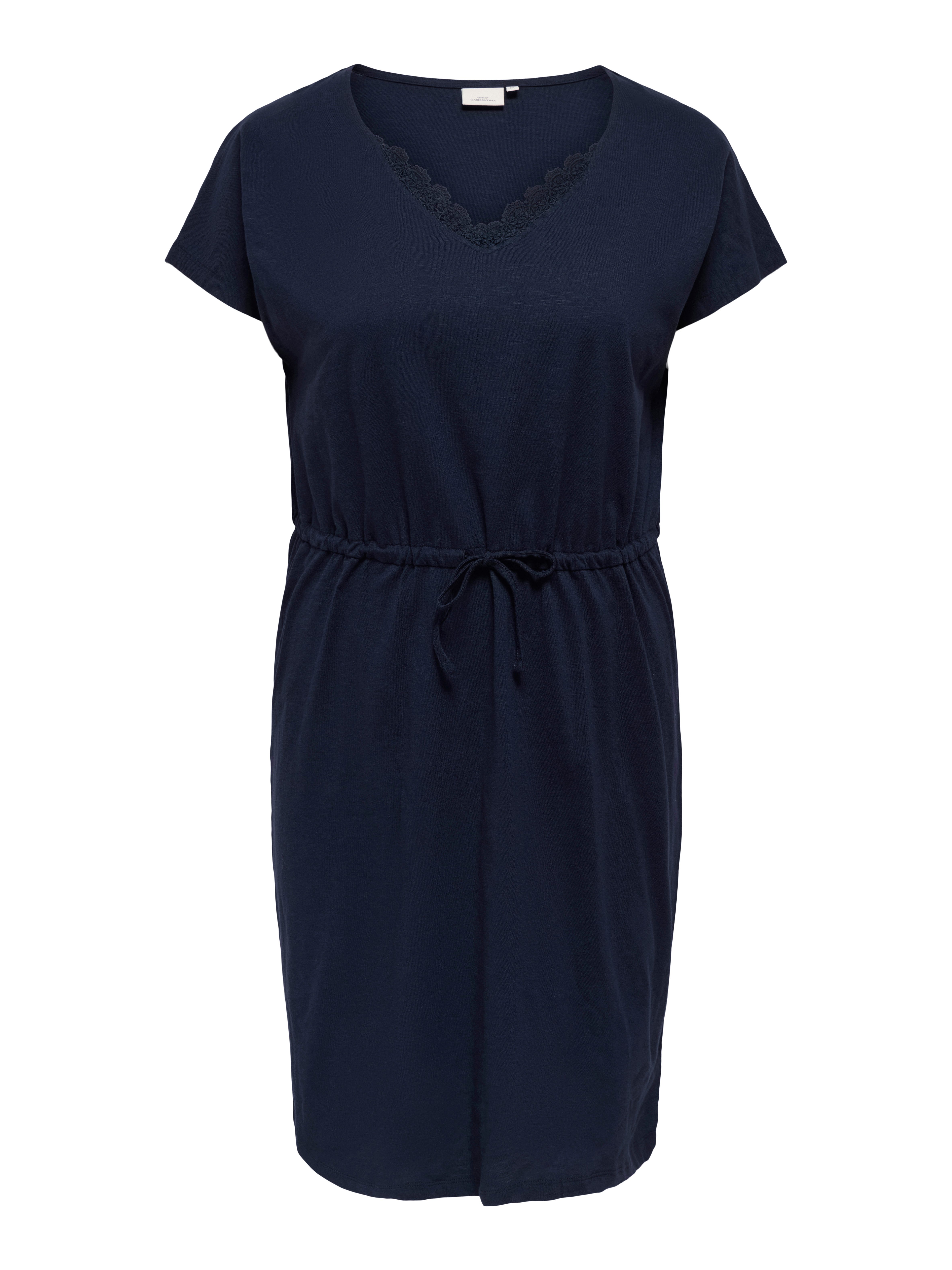 ONLY CARMAKOMA Jerseyjurk CARLILA S/L V-NECK KNEE DRESS JRS BS