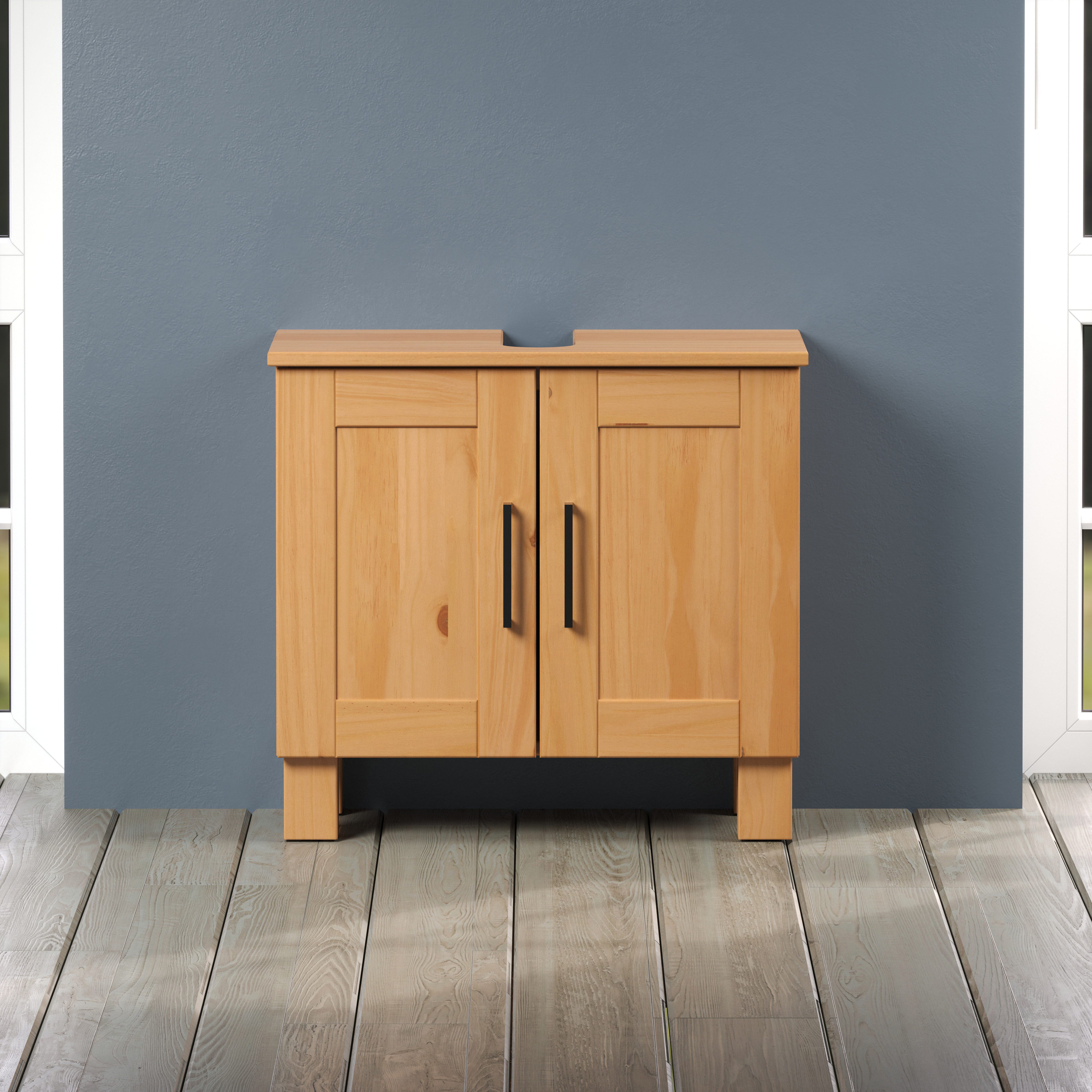 welltime Wastafelonderkast Ulea Wastafel van massief hout met handgrepen - afmetingen (B/D/H) 60/30/80 cm (1 stuk)