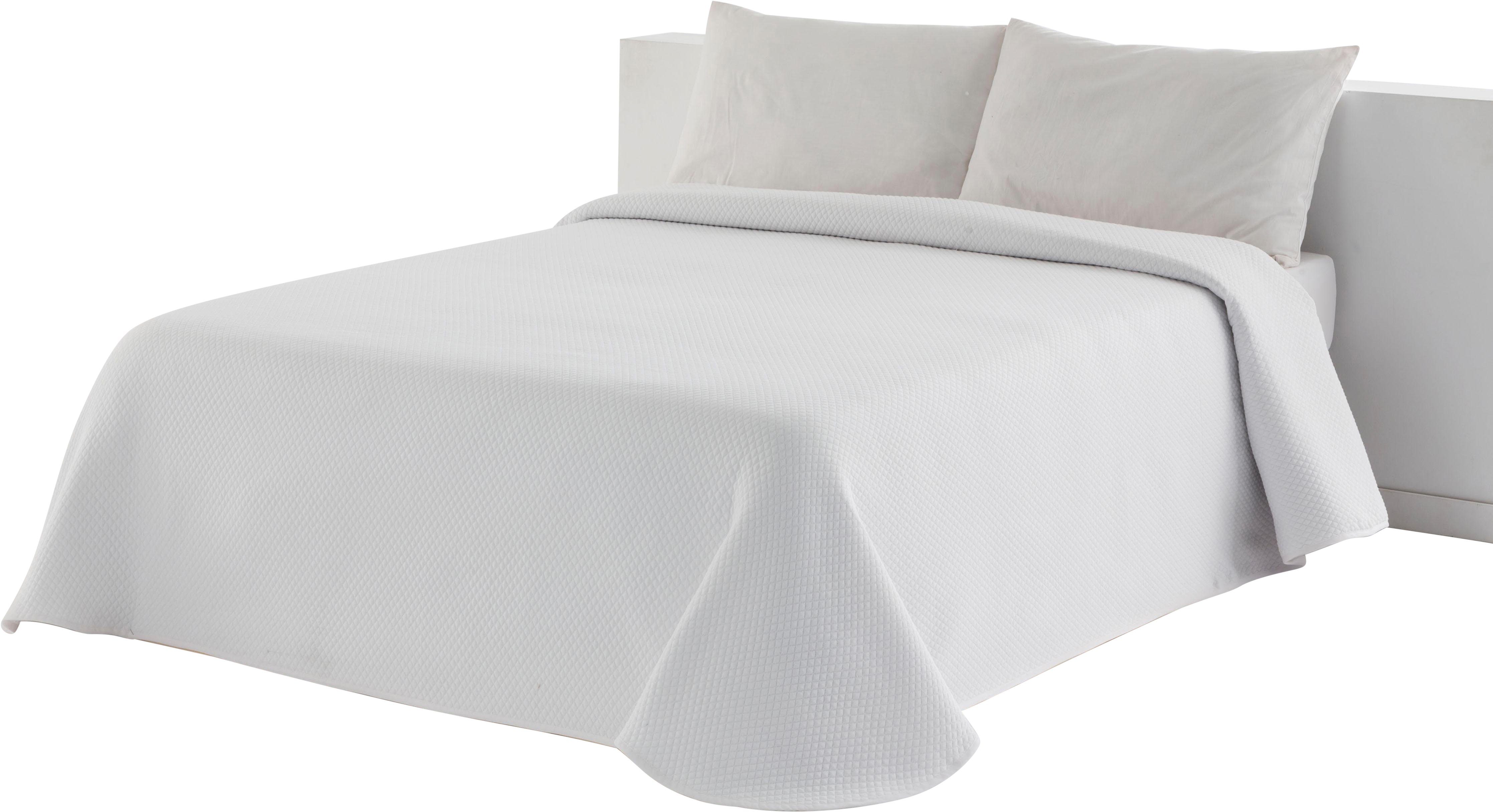 my home Sprei Annika gestikte sprei, van 50% gerecycled katoen spreien maat 140x210 cm wit