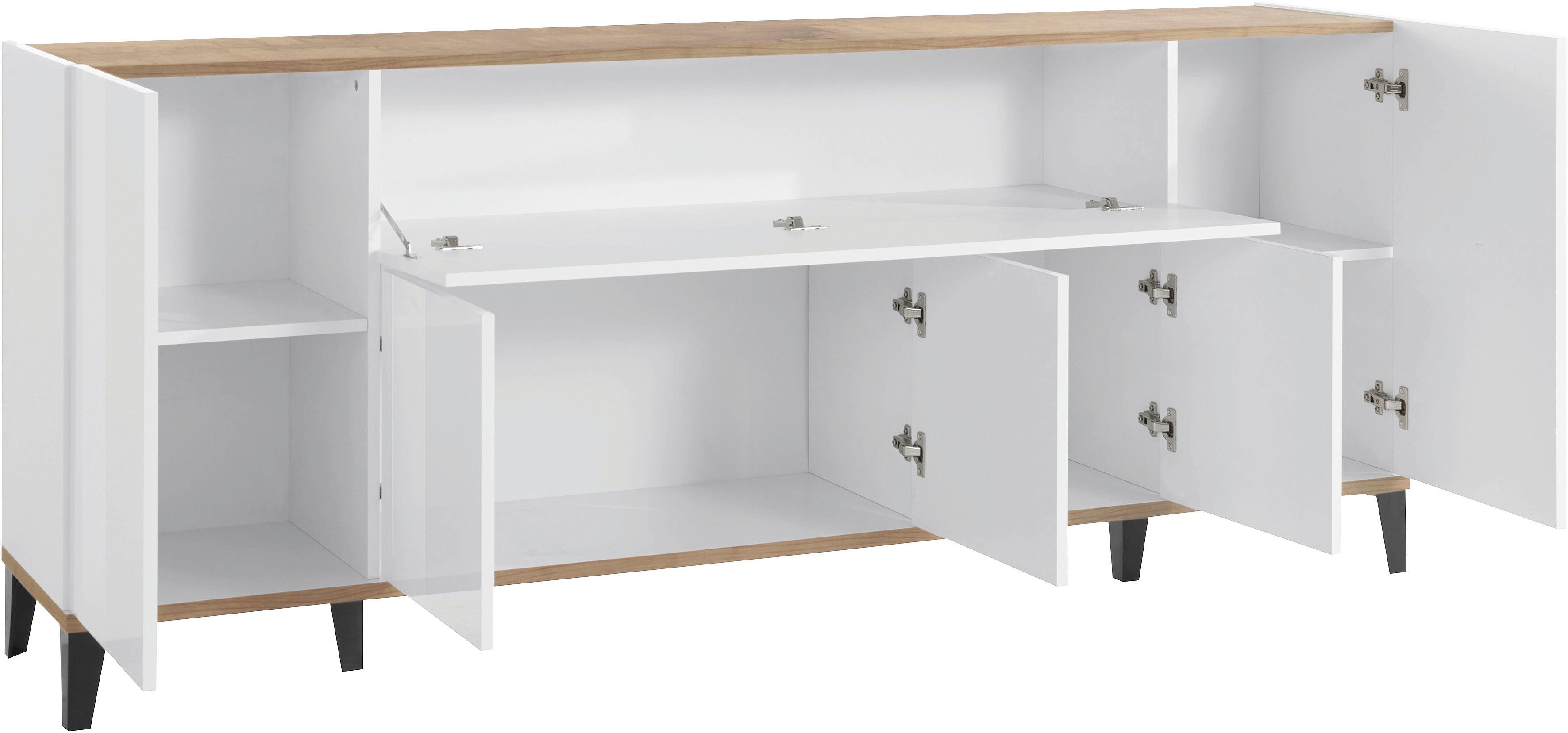 INOSIGN Dressoir SUNRISE Dressoir met 5 deuren en 1 klepdeur, breedte 200 cm
