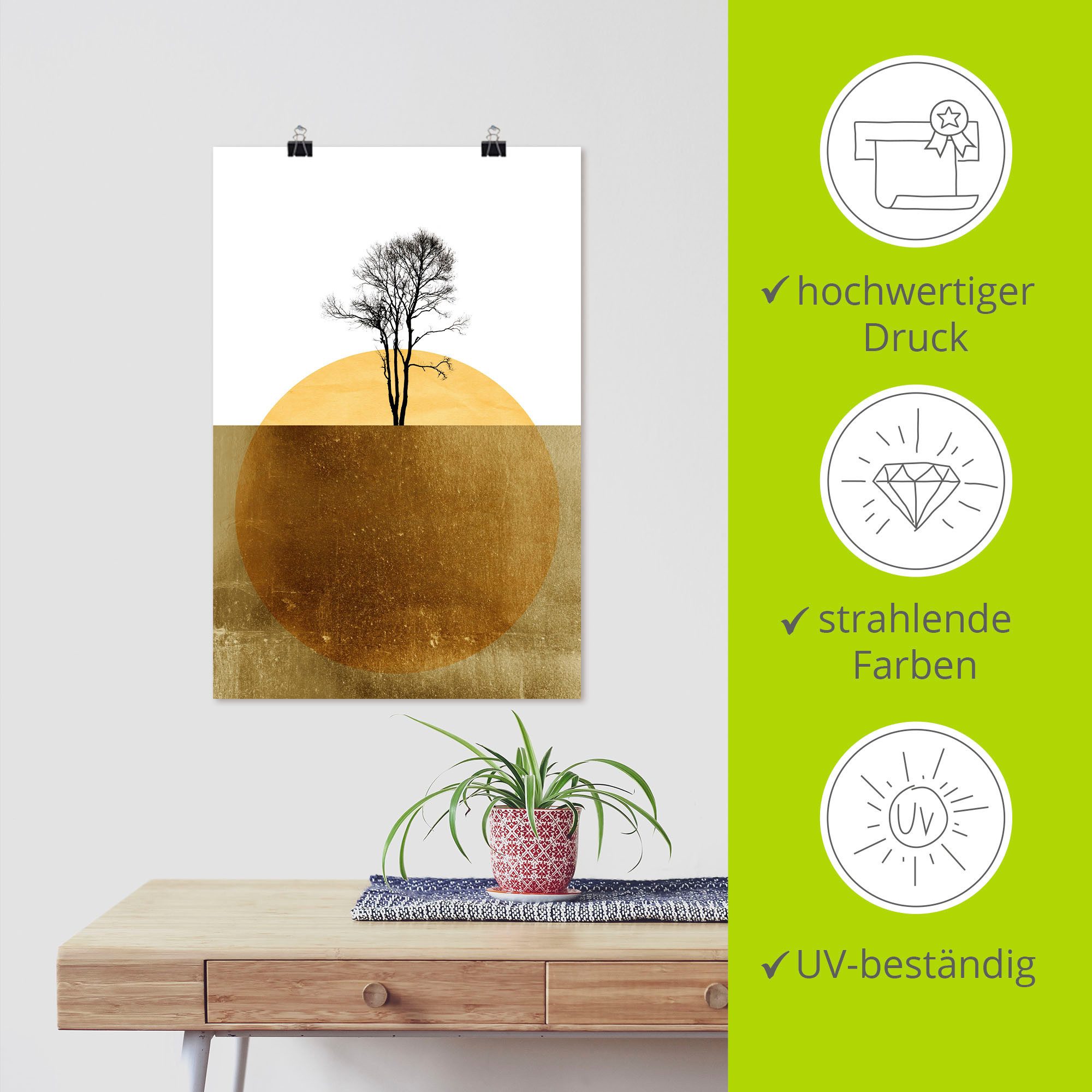 Artland Artprint Gouden oceaan als artprint van aluminium, artprint voor buiten, artprint op linnen, poster in verschillende maten. maten