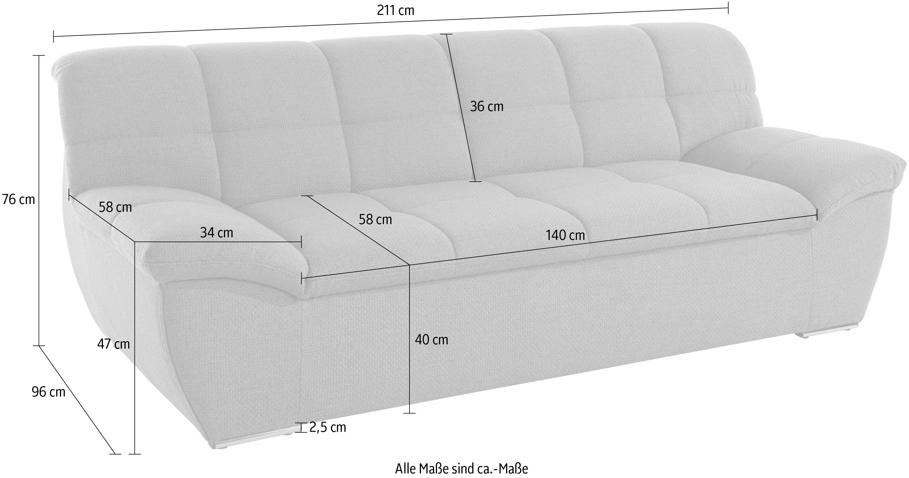 DOMO collection 2-zitsbank Lagoa, moderne Sitzheftung, bequem und komfortabel vrij plaatsbaar, in grote kleurkeuze