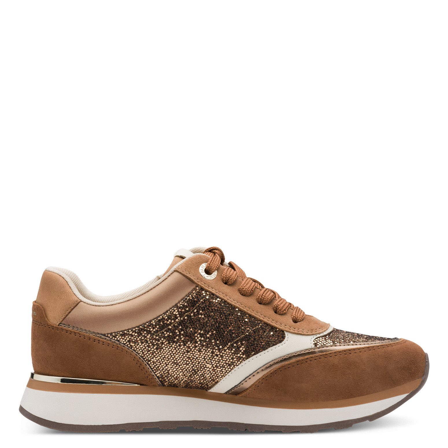 Tamaris Sneakers met sleehak vrijetijdsschoen, lage schoen, veterschoen met contrastafwerkingen