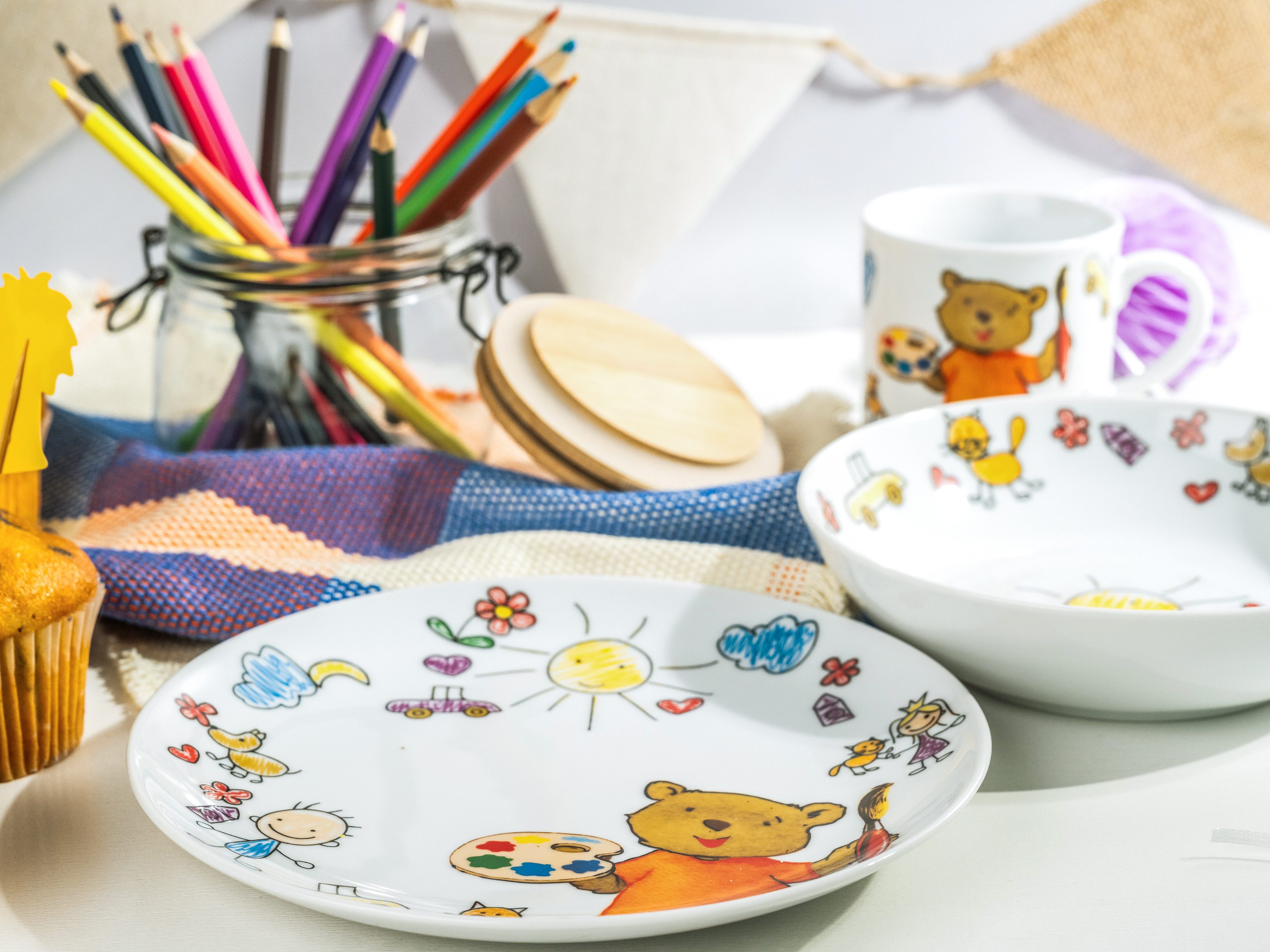 CreaTable Kinderservies-set Teddy Made in Europe, 3 delen, voor 1 persoon (set, 3-delig)
