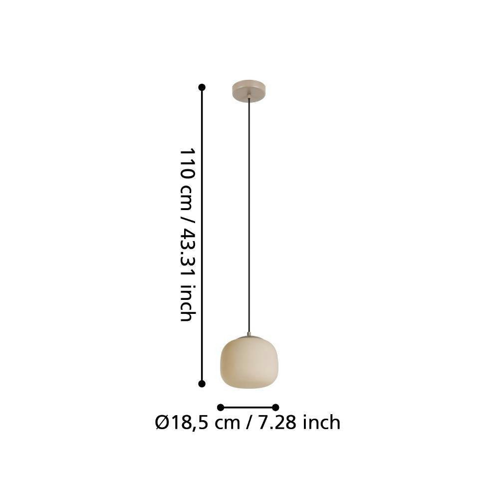 EGLO Hanglamp COMINIO Hanglamp, gesatineerd glas, metaal in taupe, E27 fitting, Ø 18,5 cm (1 stuk)