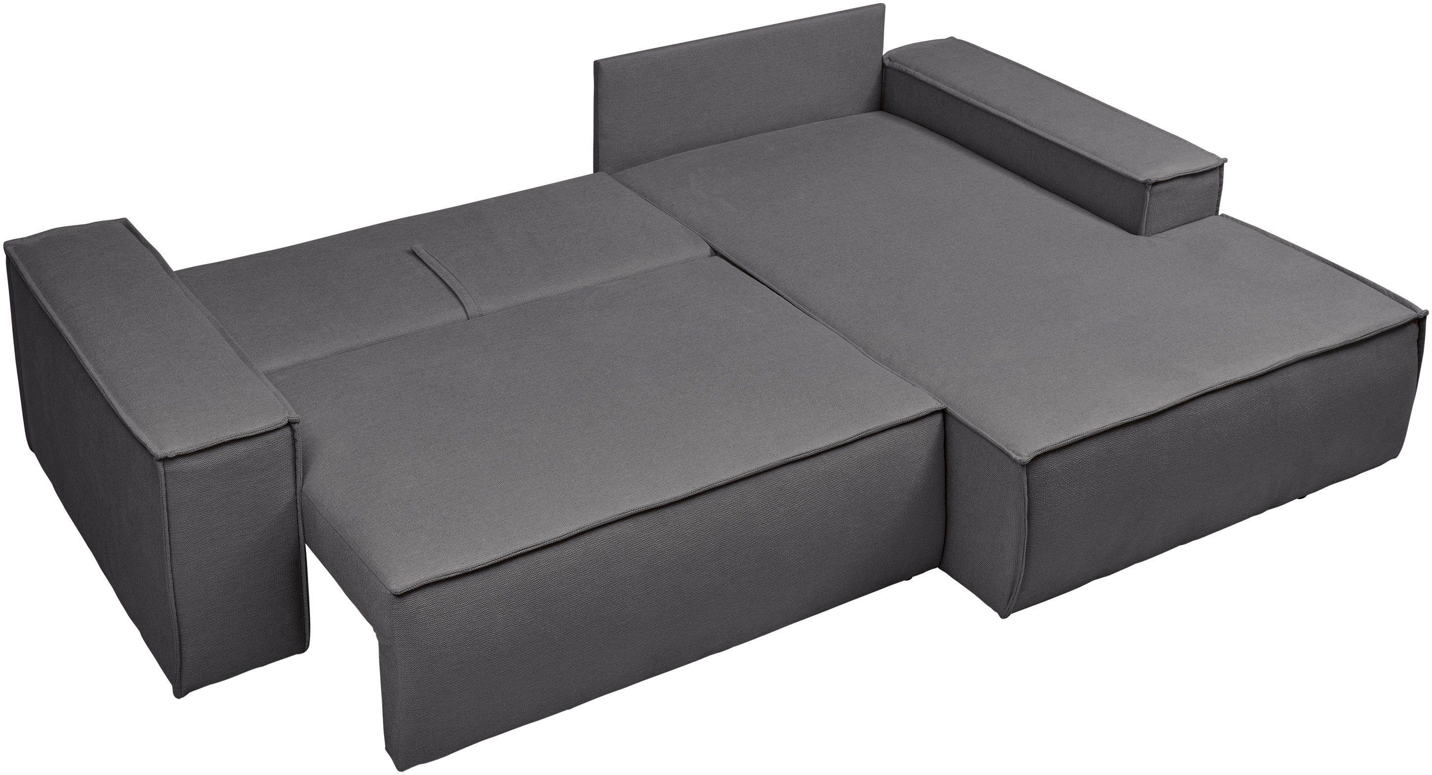 andas Hoekbank Finnley slaapbank 267 cm in Bouclé, fijne structuur en cord, L-vorm