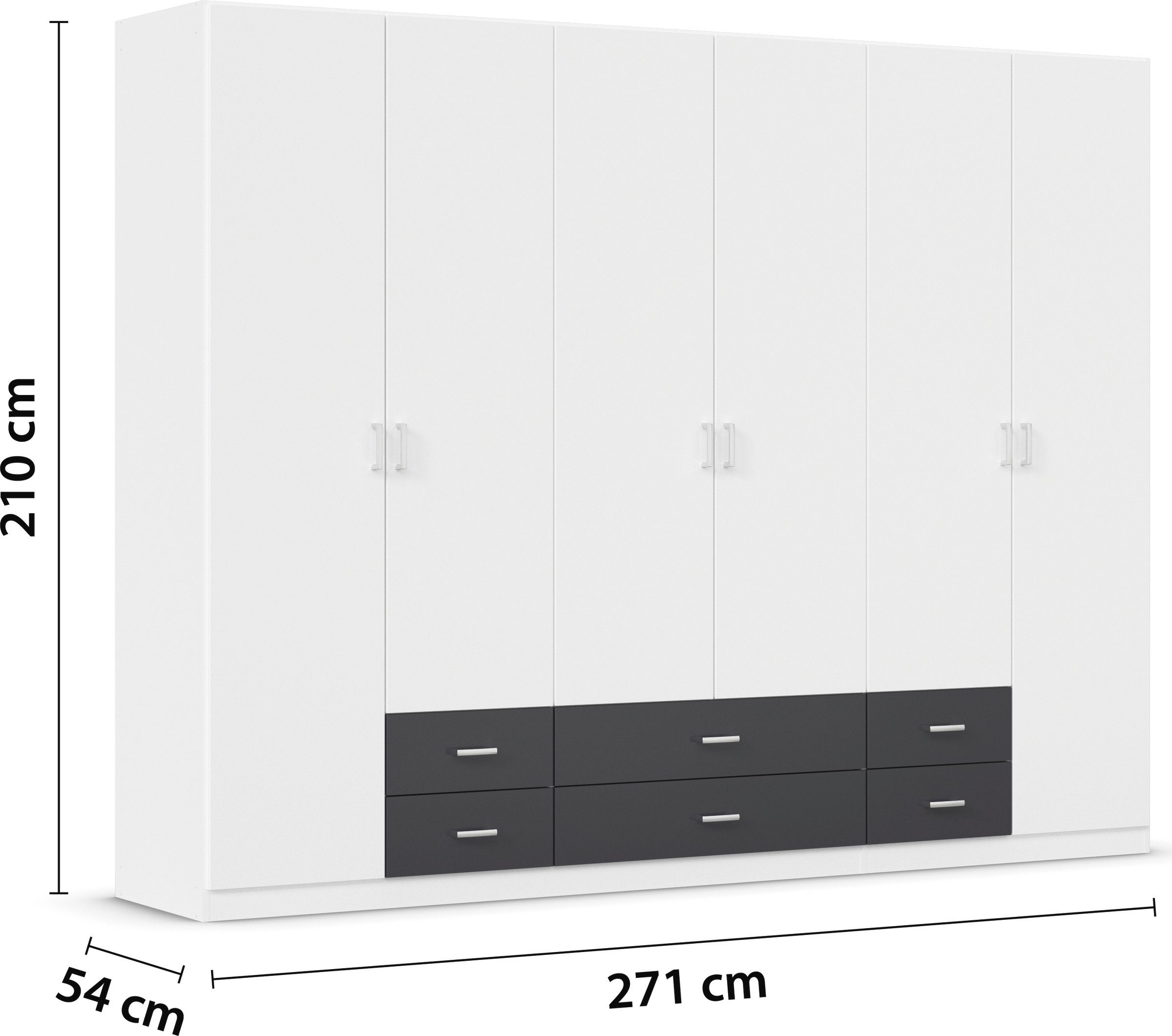 rauch Draaideurkast Kledingkast kast garderobe linnenkast GAMMA in 3 breedtes met 6 lades, in eenvoudig design topseller made in germany