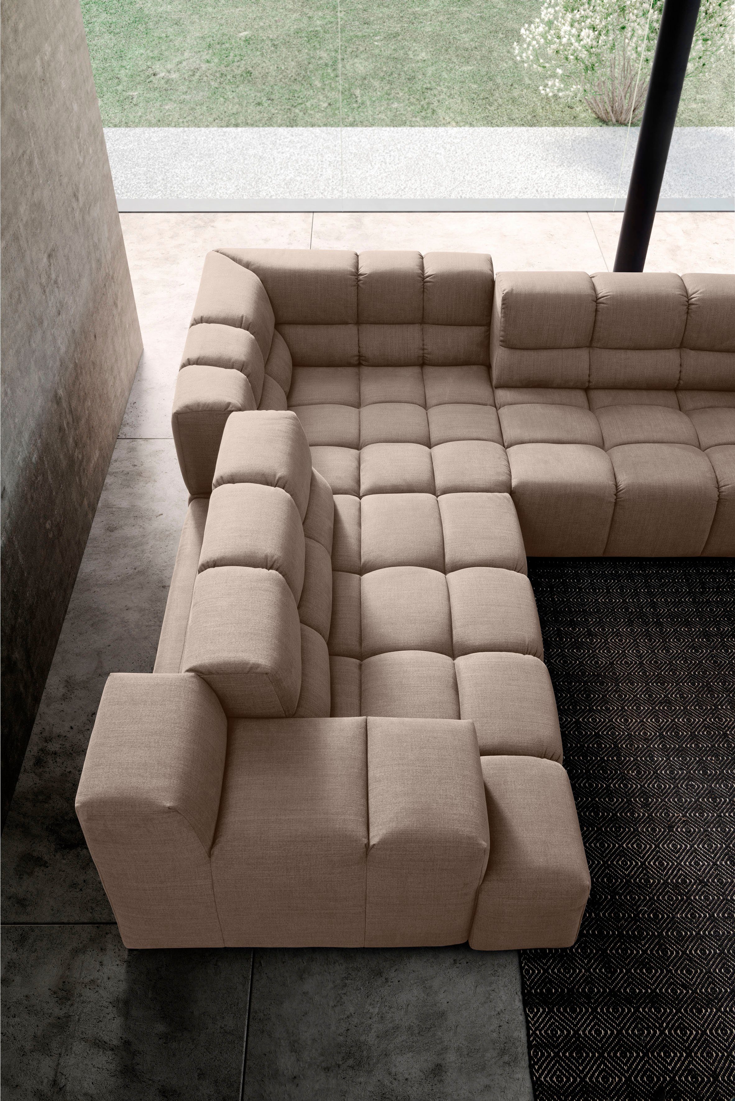 designwerk Hoekbank Temple L-vorm, geweldig ontwerpsofa met zitdiepteverstelling voor meer zitcomfort, gelijkbenig
