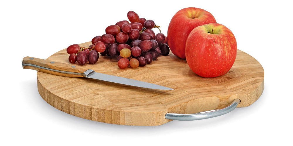 Zeller Present Snijplank met metalen handgreep "Visgraat", bamboe (1 stuk) snijplanken beige