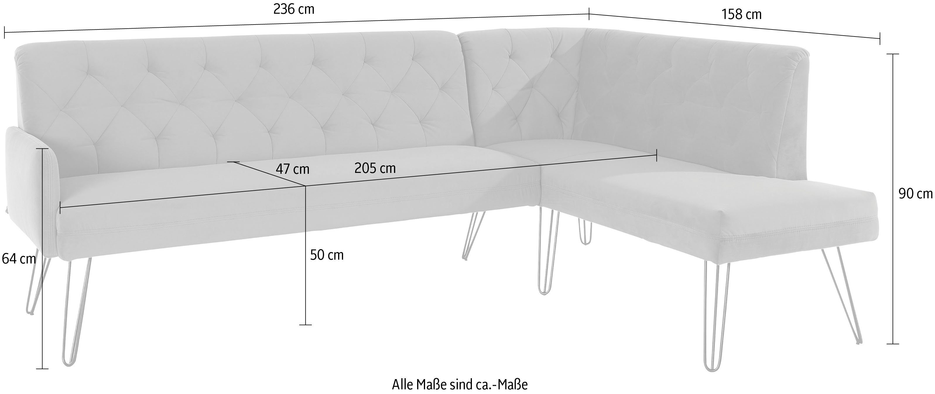 exxpo - sofa fashion Hoekbank Doppio, Chesterfield look, comfortabel en handig, hoge designvoeten