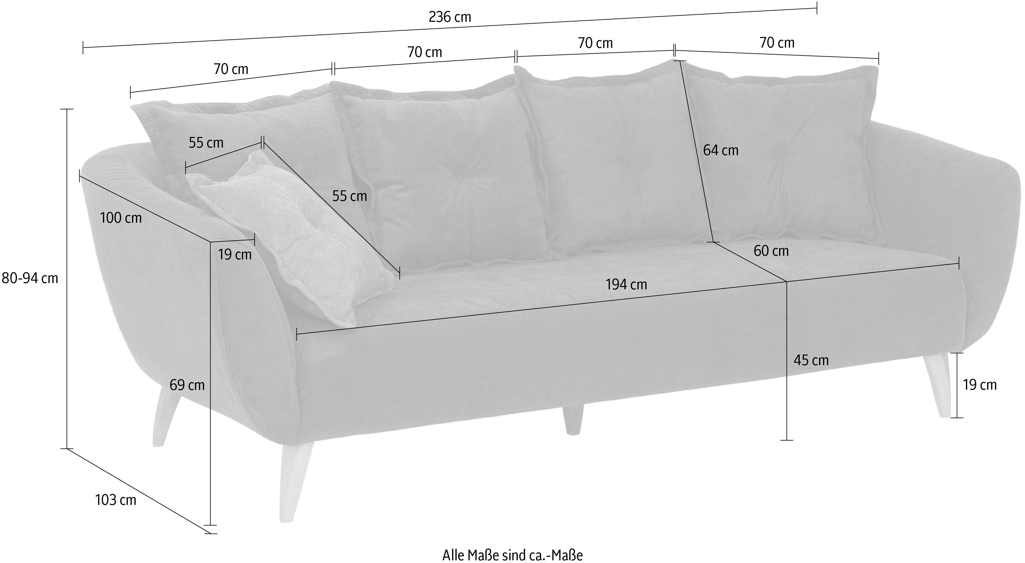 Home affaire 3-zitsbank Baggio modern en romantisch design, comfortabel