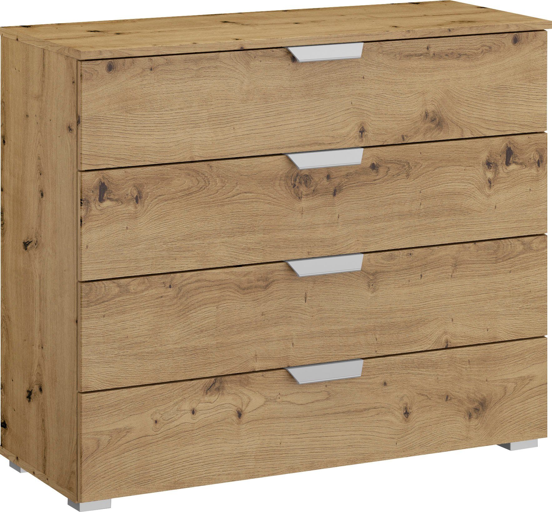 rauch Ladekast Sideboard ORIAS met decor- of hoogglansfront met 4 lades en 2 deuren en metalen grepen made in germany