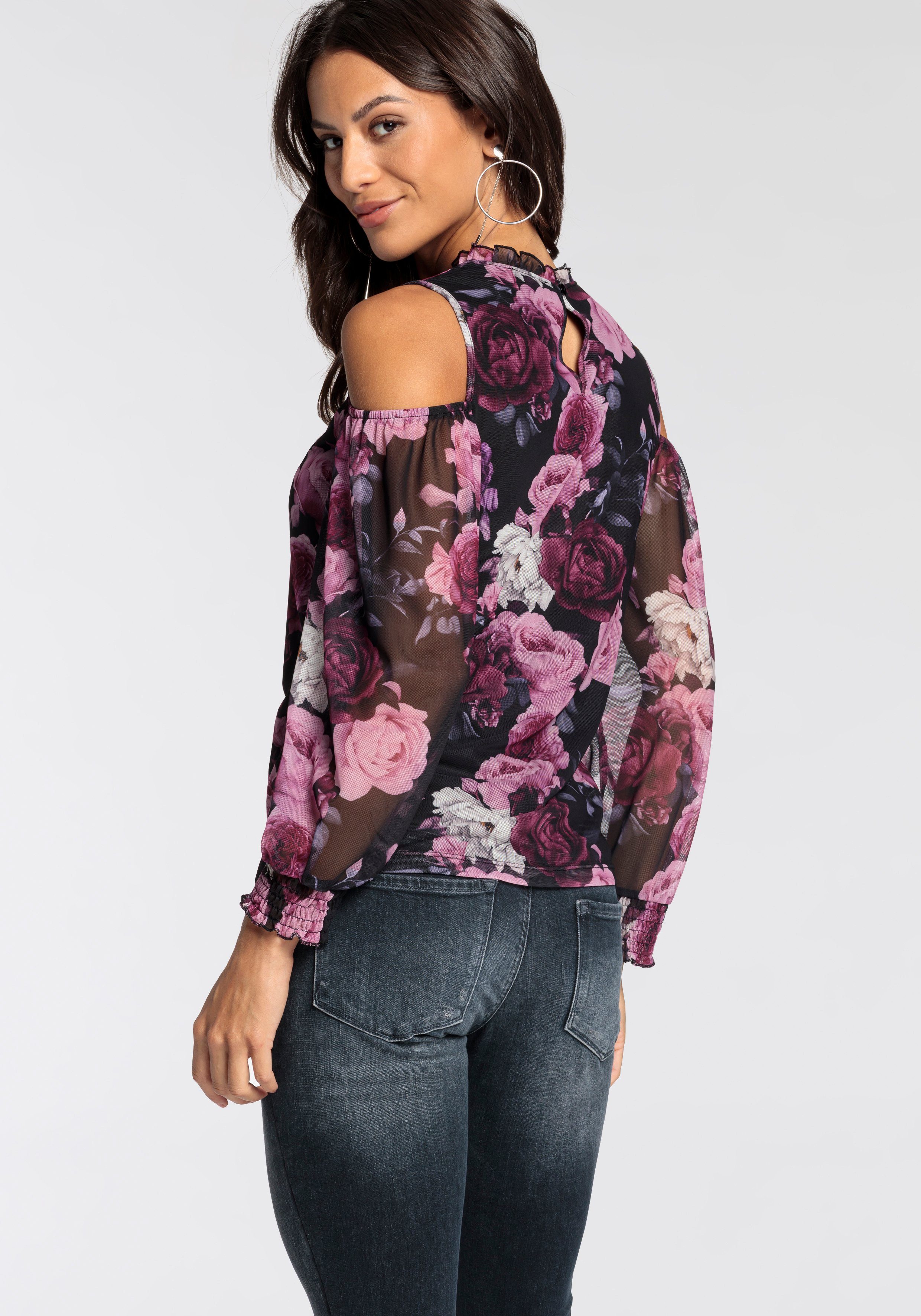 Melrose Blouse met lange mouwen met elegante bloemenprint nieuwe collectie