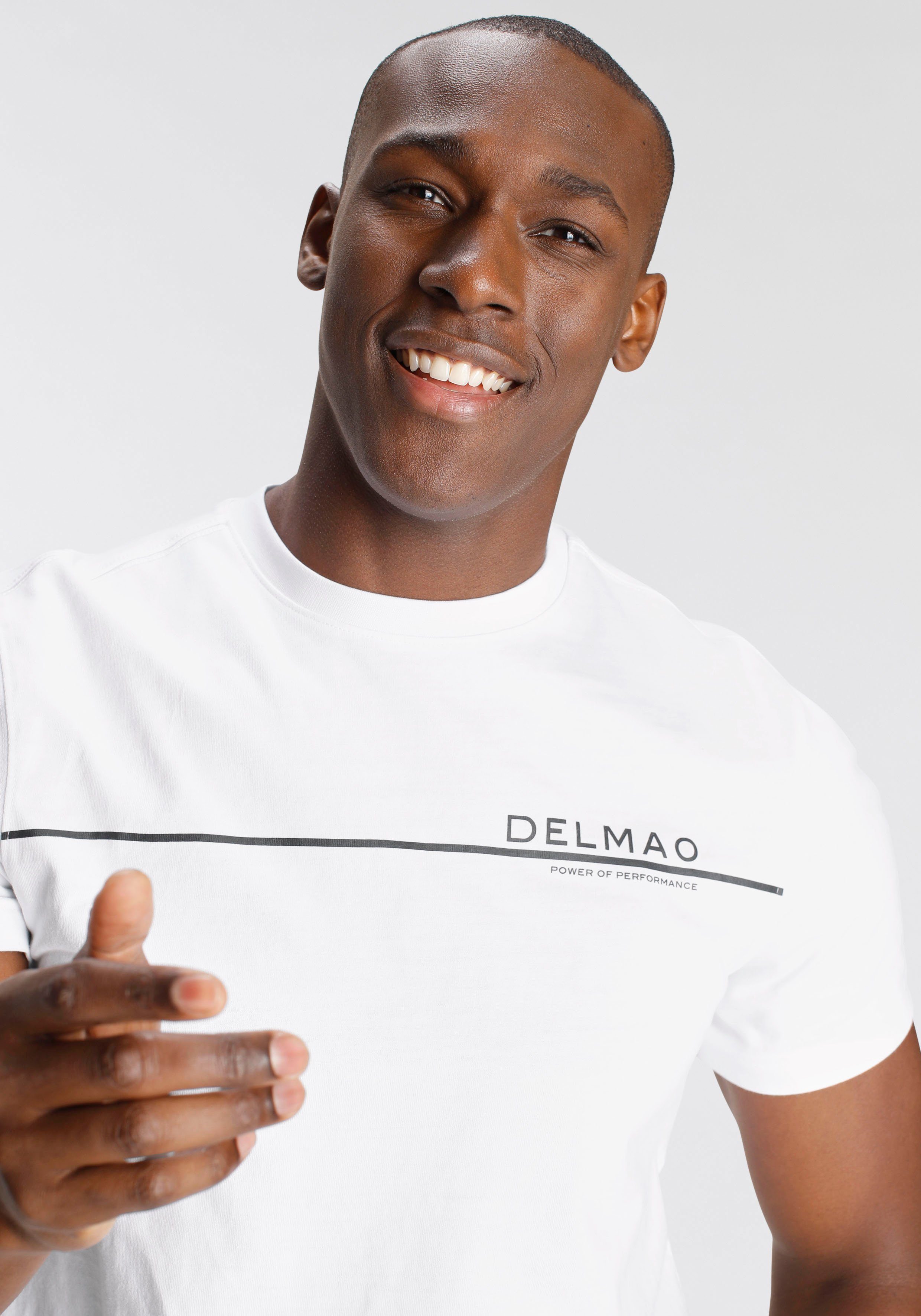 DELMAO T-shirt Korte mouw, met coole print, ronde halslijn, van 100% katoen