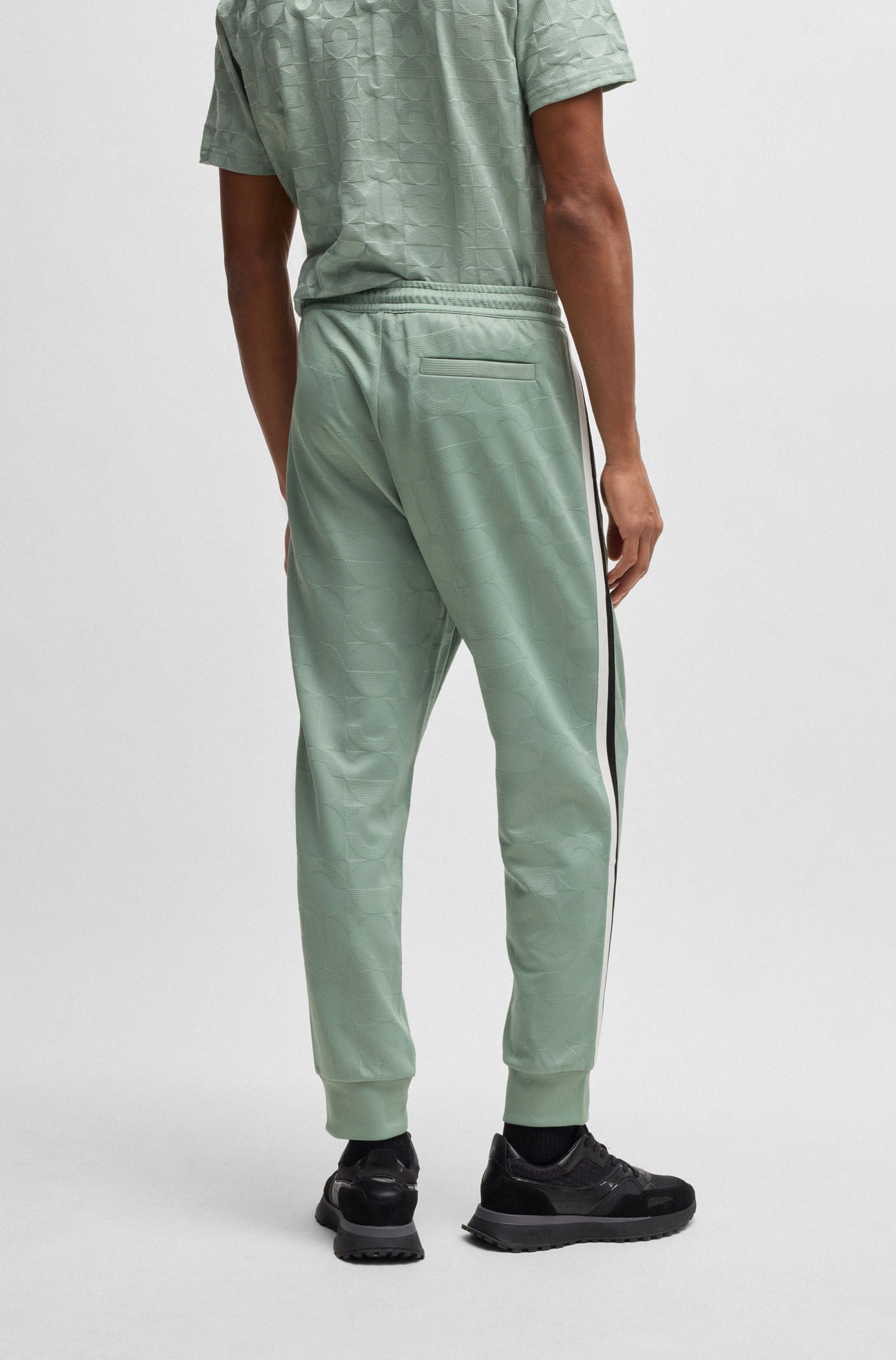 BOSS GREEN Sweatbroek Hover Striped C met contrastkleurige strepen