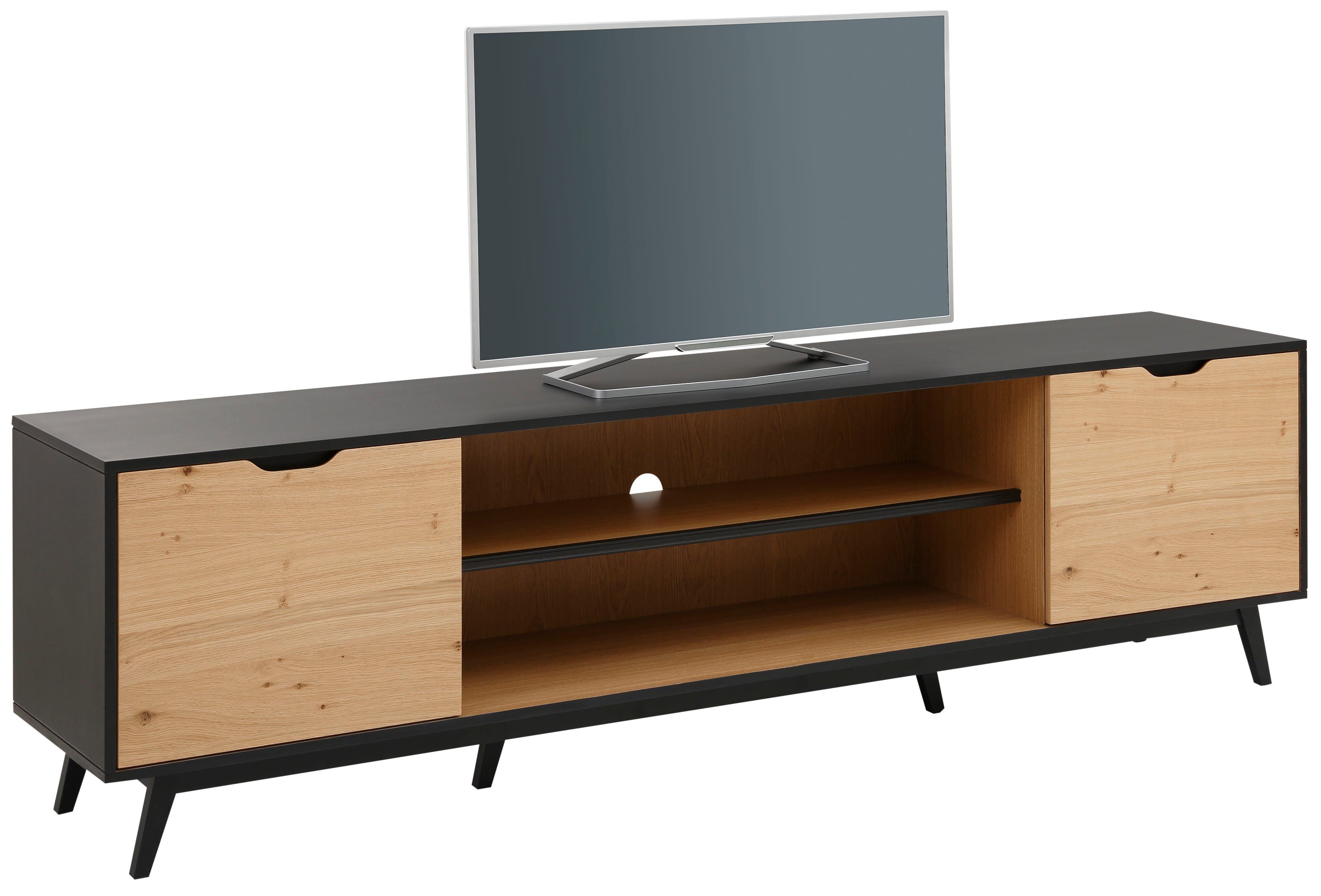 home affaire tv-meubel flow met twee vakken, twee deuren en een mooie hout-look beige
