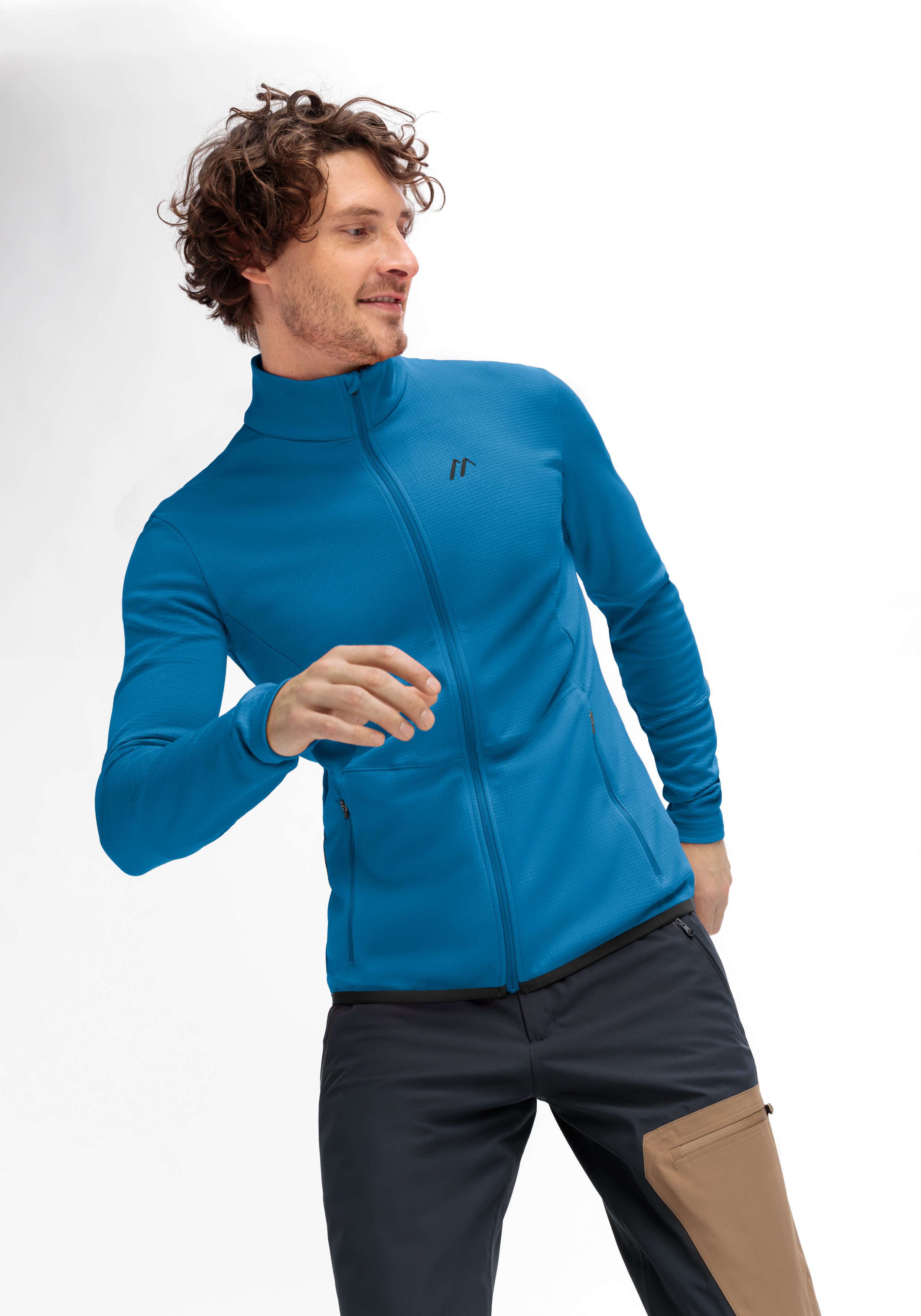 Maier Sports Fleecejack Sinaia M Heren midlayer, ademend en sneldrogend, slim fit