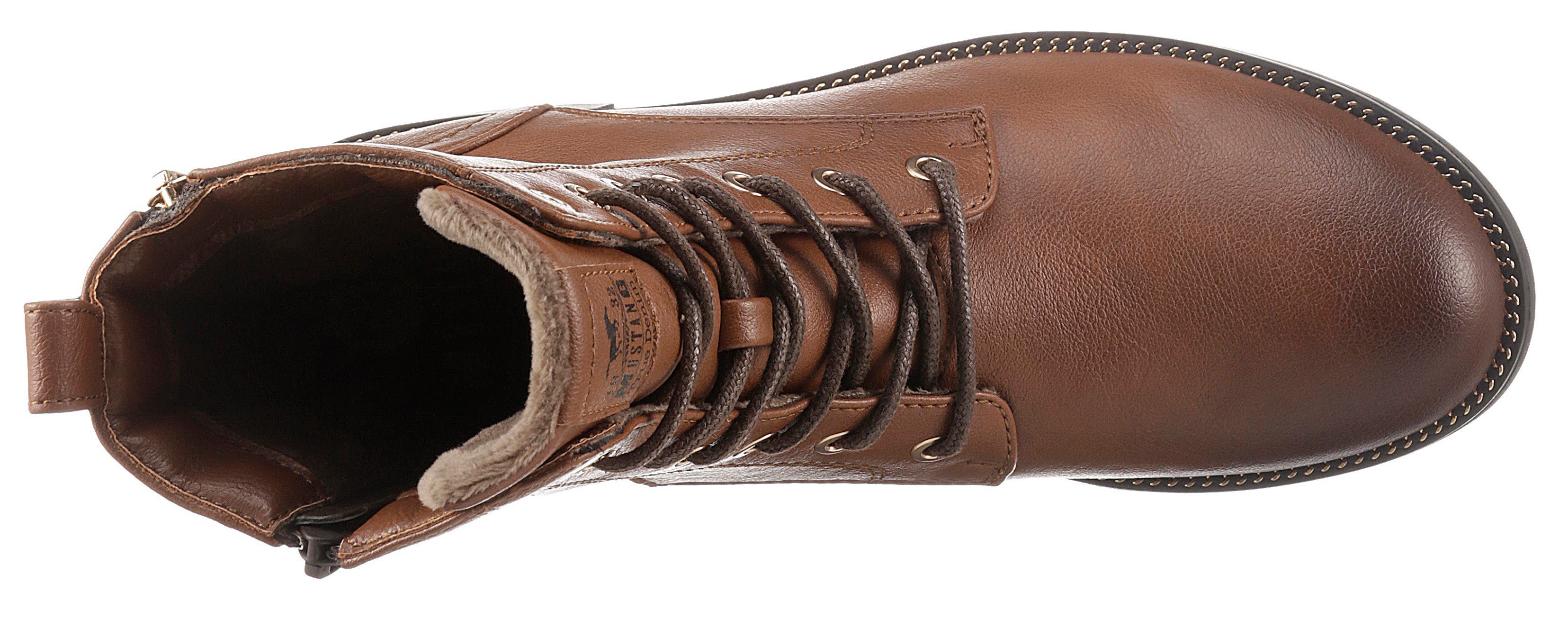Mustang Shoes Veterlaarsjes lace-up boots, block heel, with practical inner zipper