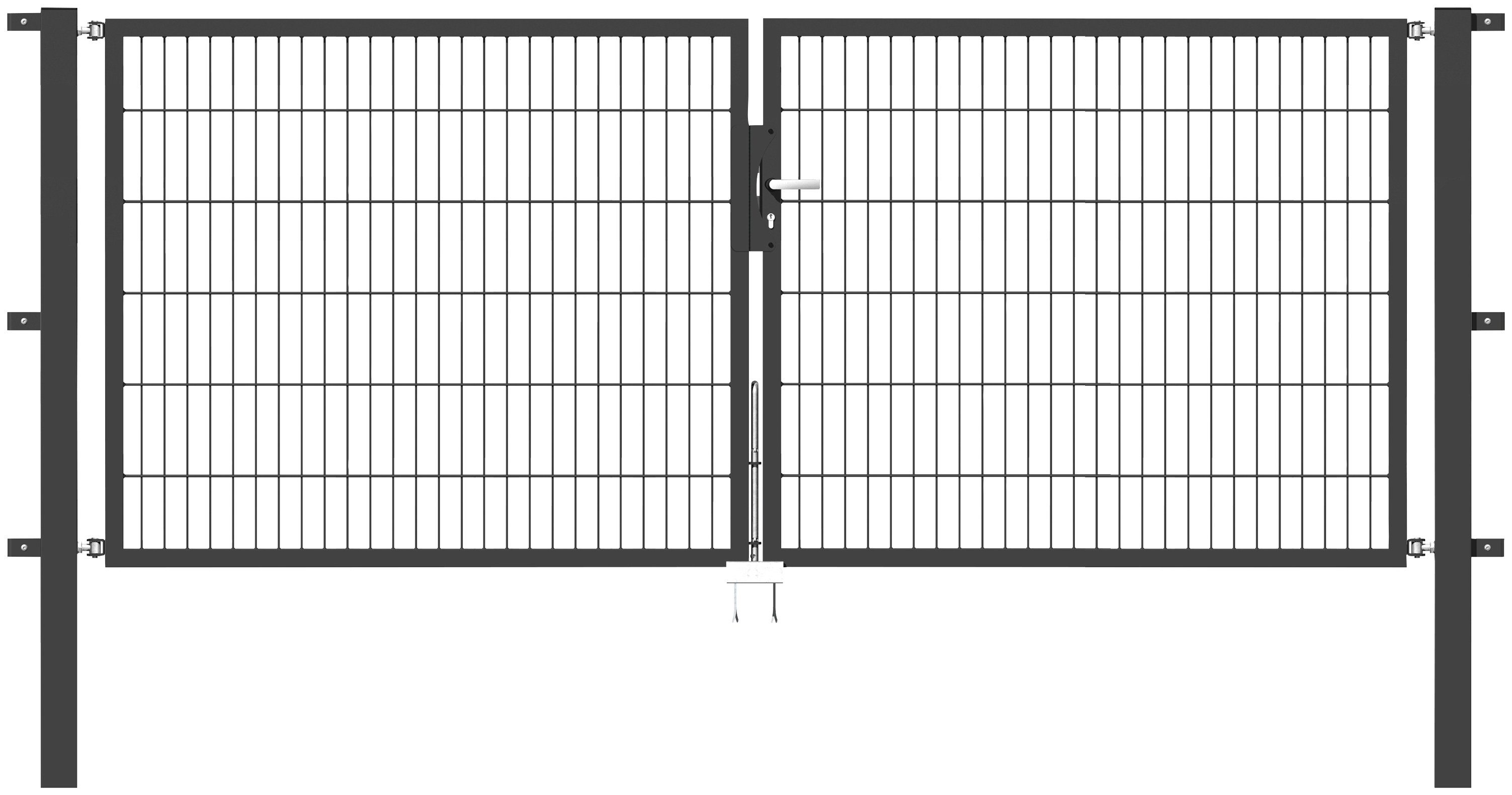 GAH Alberts Deur met dubbel hek Flexo 300 cm breedte (150 cm + 150 cm), in verschillende hoogten hekken maat 300 cm x 120 cm grijs