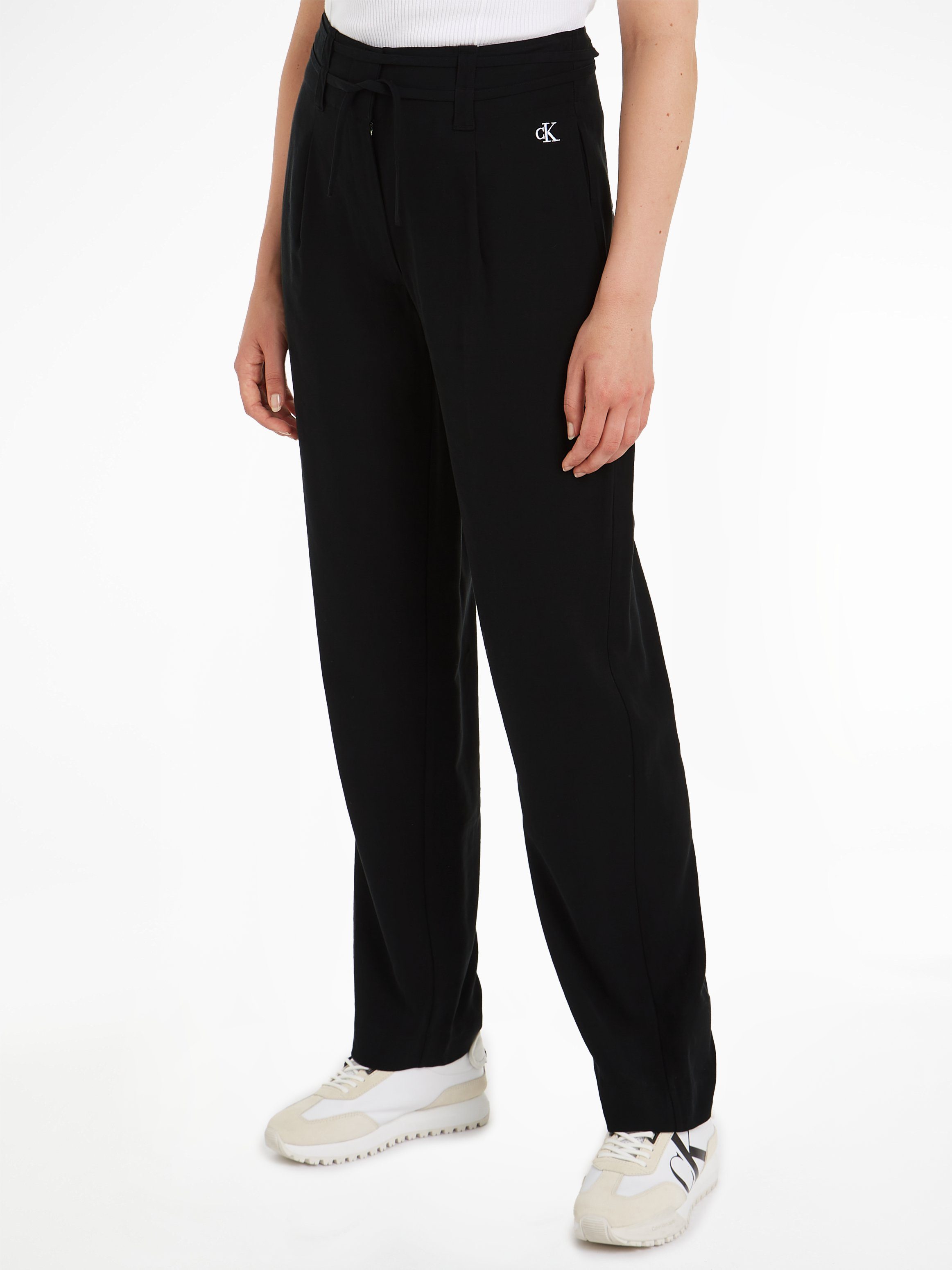 Calvin Klein Geweven broek WAIST TIES TAPERED TWILL PANT