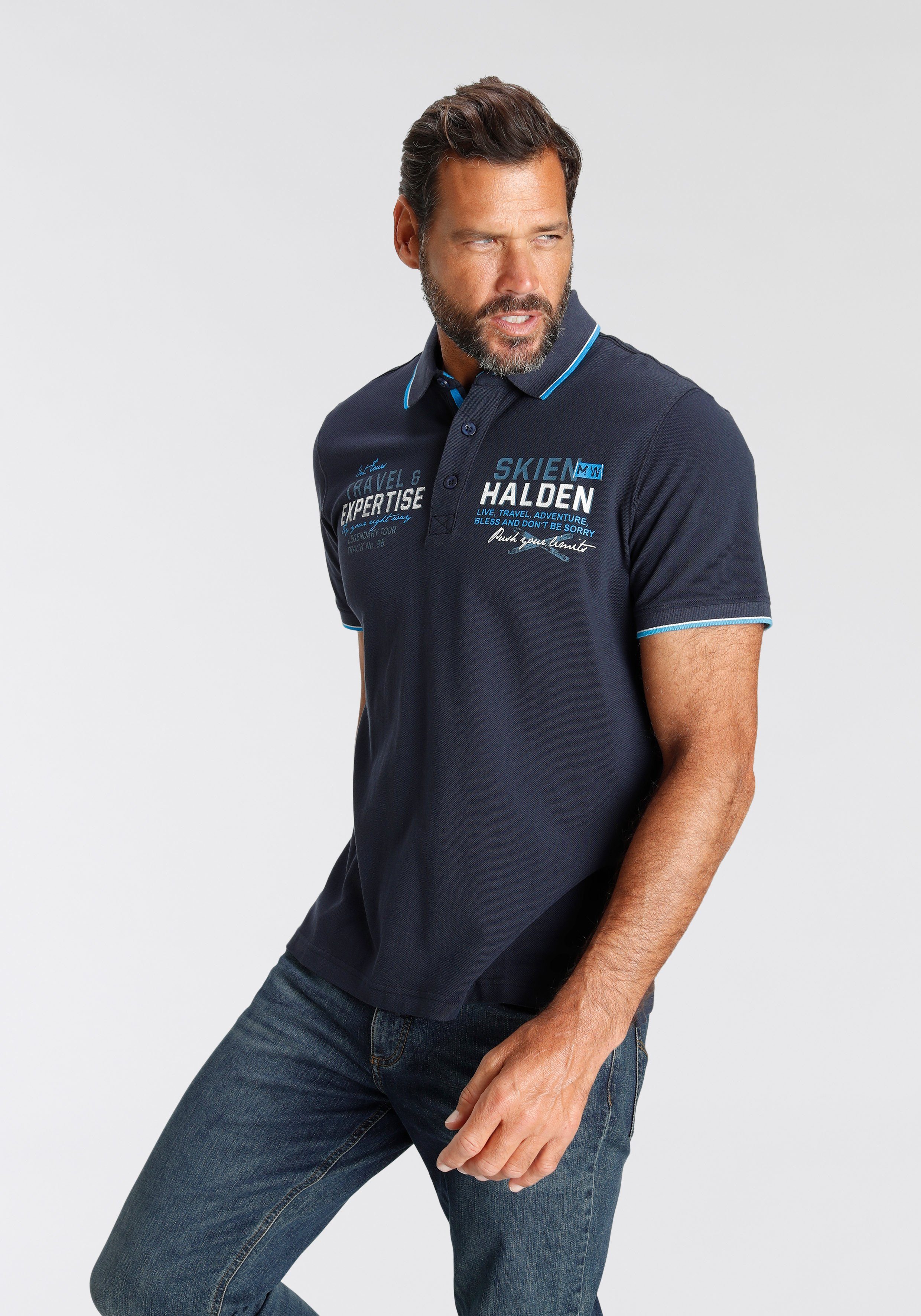 Man's World Poloshirt Korte mouwen, bedrukt ontwerp, polokraag, van katoen